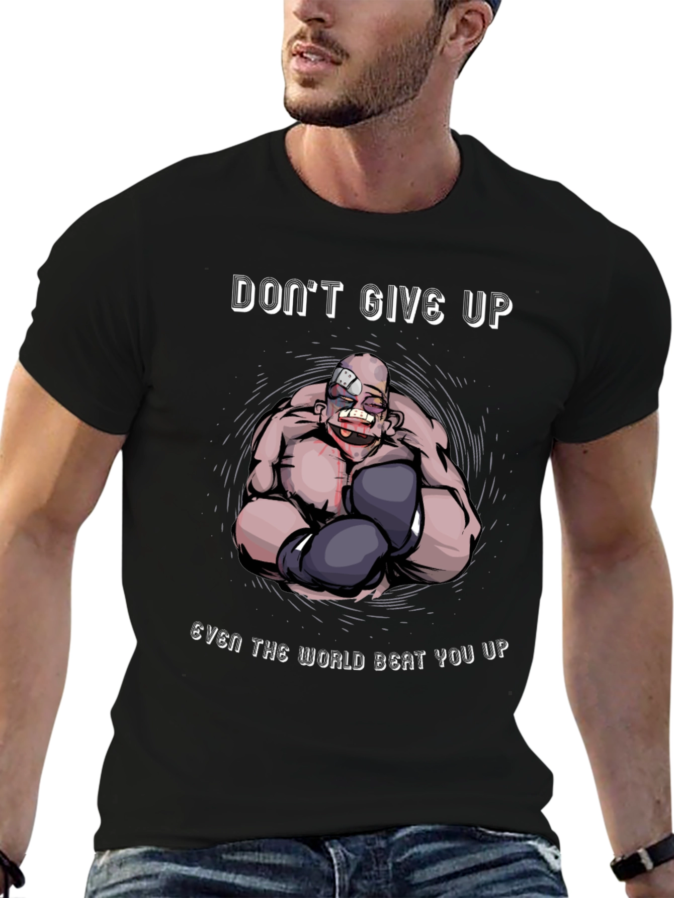 Dont Give Up Boxer Graphic Tee - Motivational T-Shirt