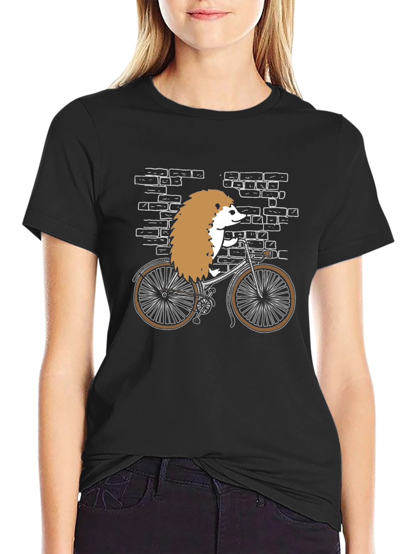 Hedgehog Riding Bicycle Graphic T-Shirt