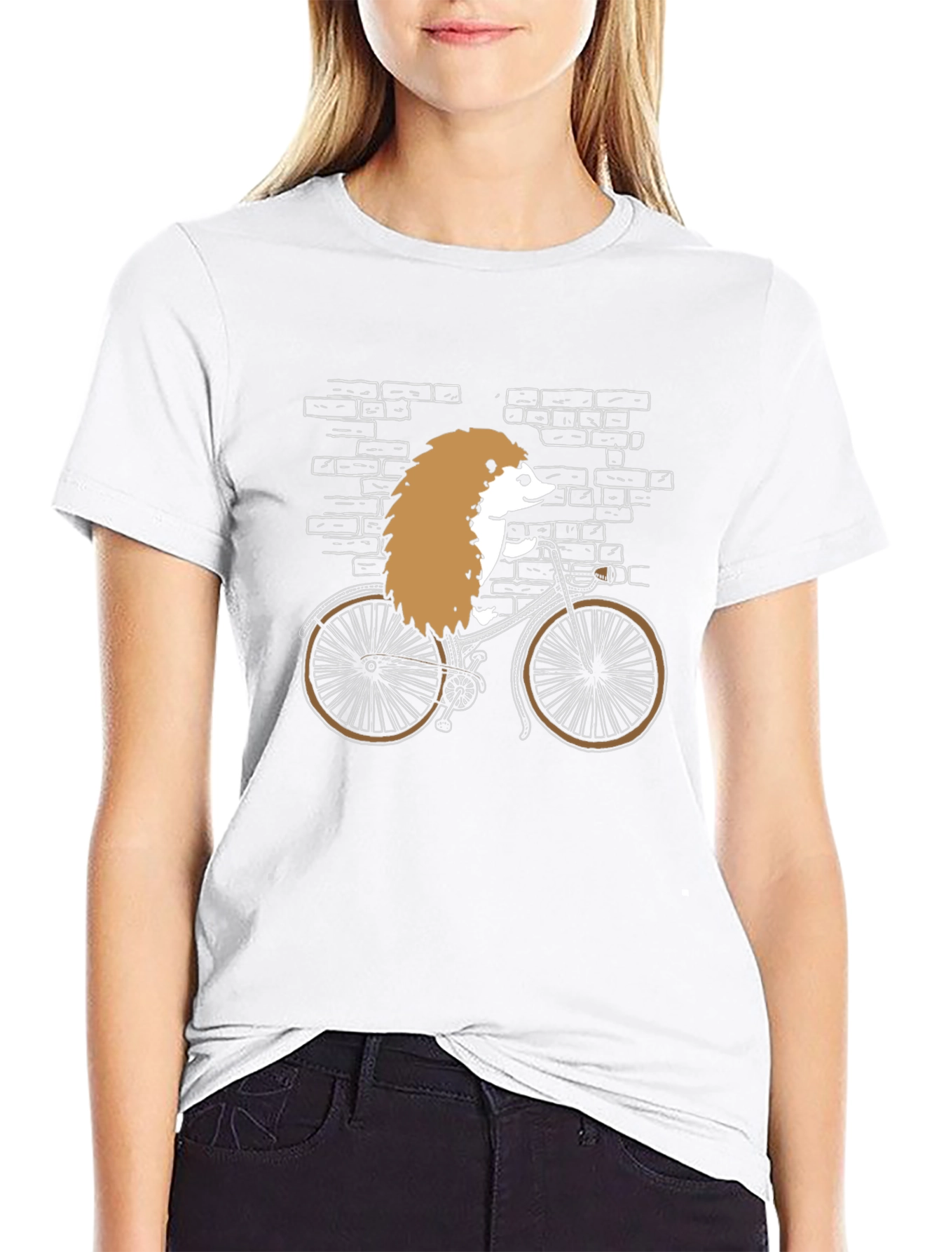 Hedgehog Riding Bicycle Graphic T-Shirt