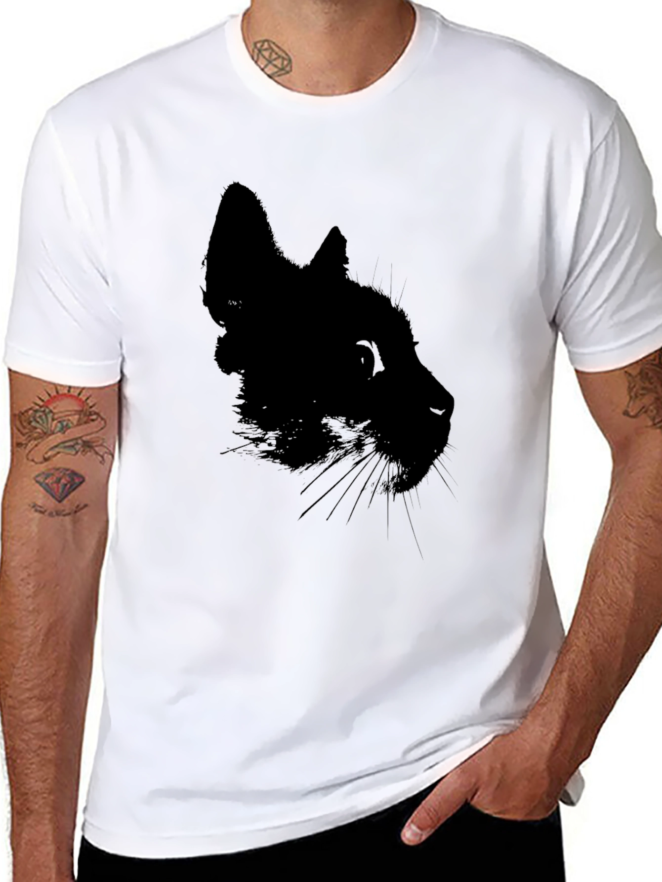 Black Cat Silhouette T-Shirt - Mens Graphic Tee