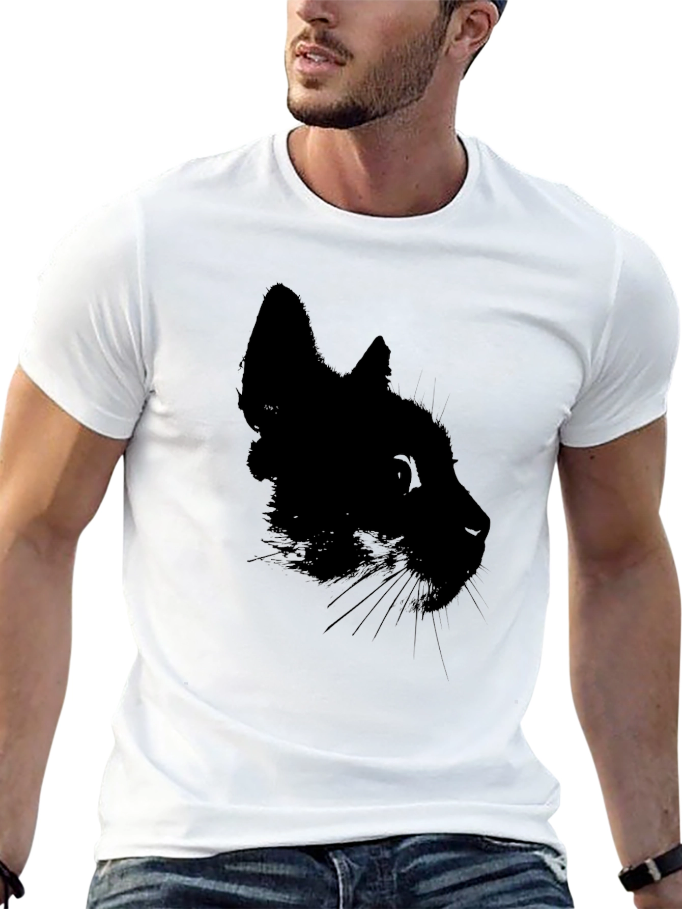 Black Cat Silhouette T-Shirt - Mens Graphic Tee
