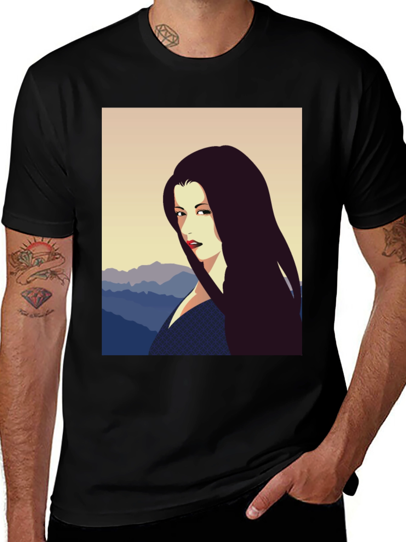 Woman Portrait Graphic Tee - Black
