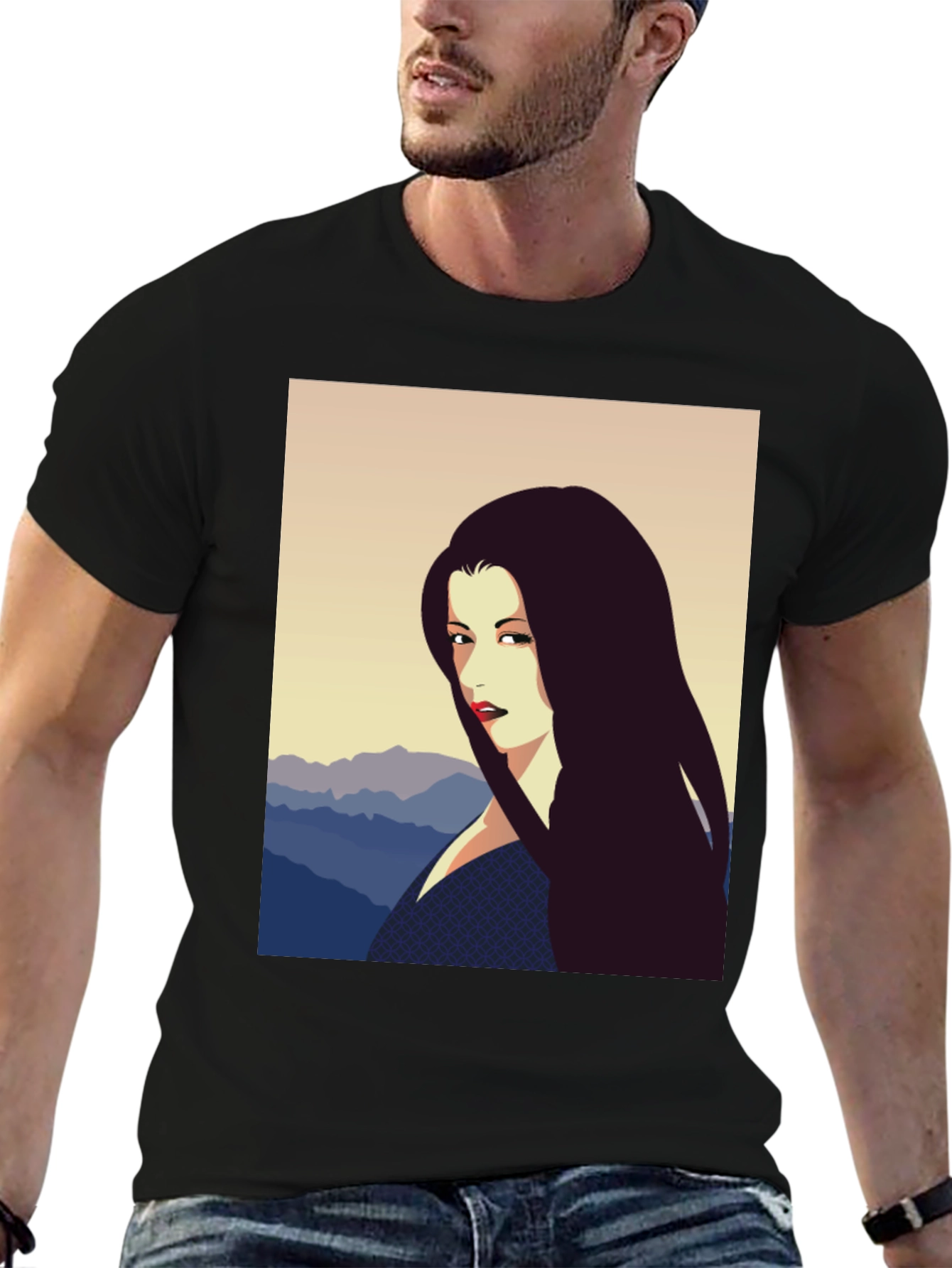 Woman Portrait Graphic Tee - Black