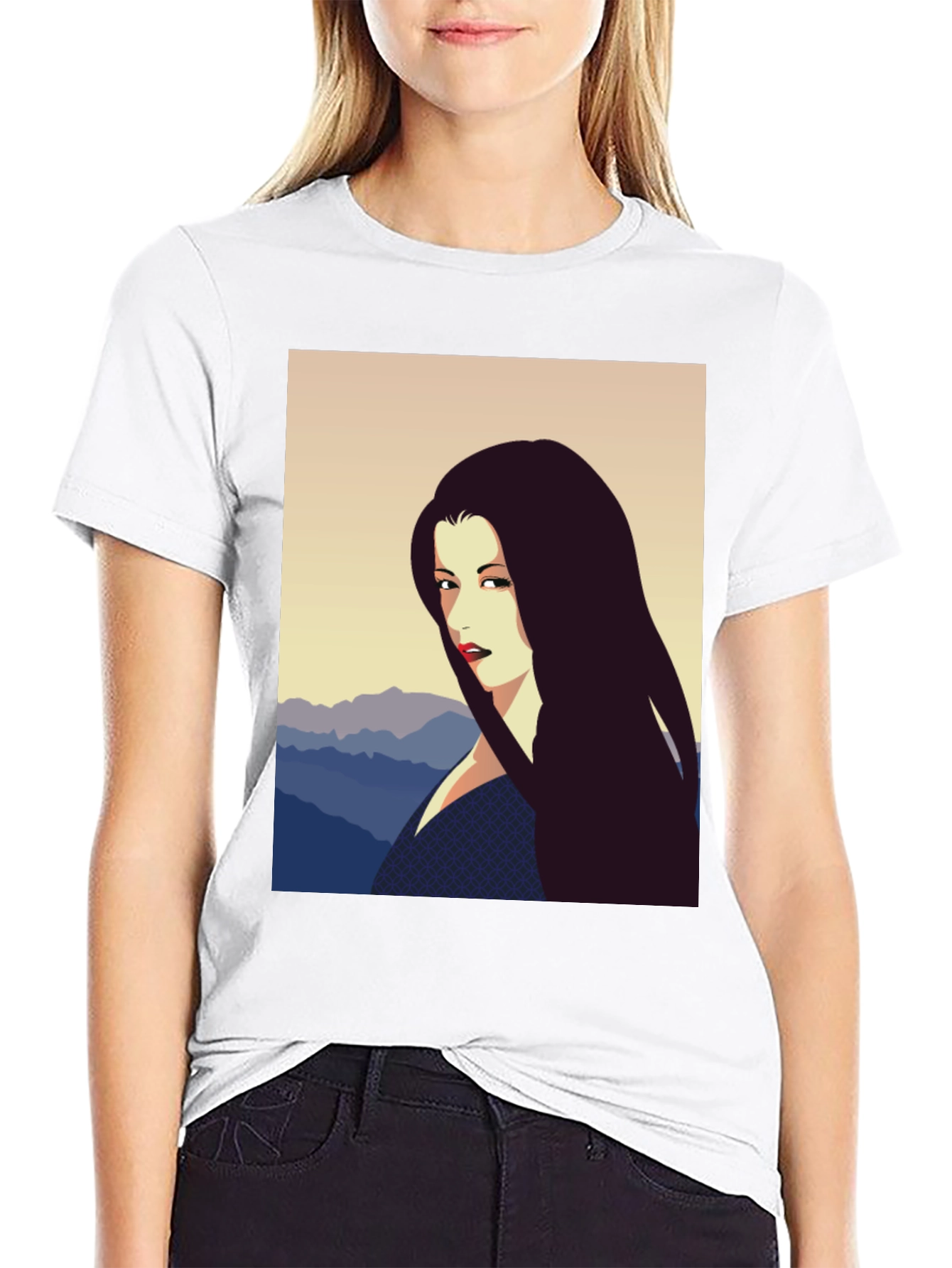 Woman Portrait Graphic Tee - Black