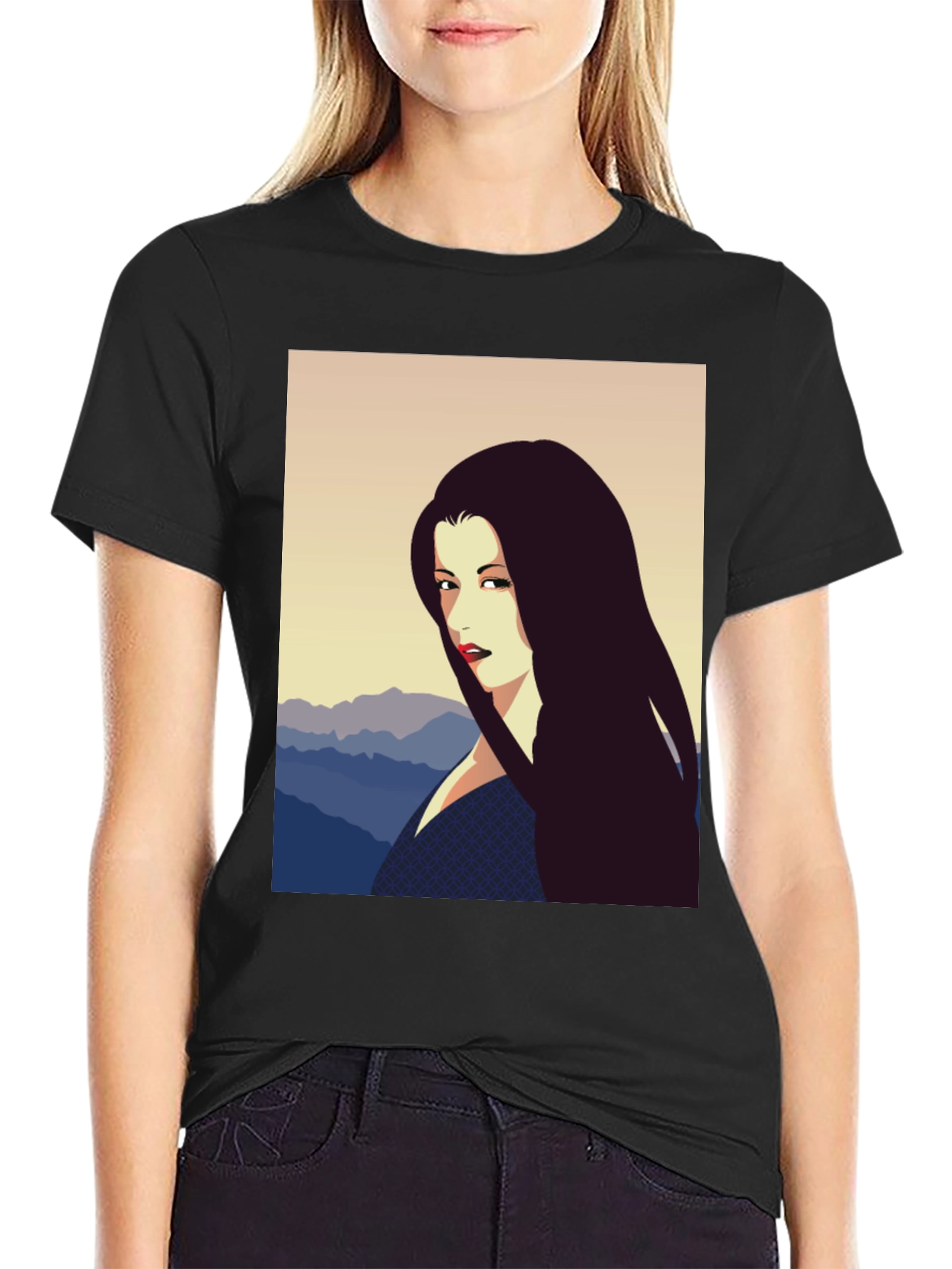 Woman Portrait Graphic Tee - Black