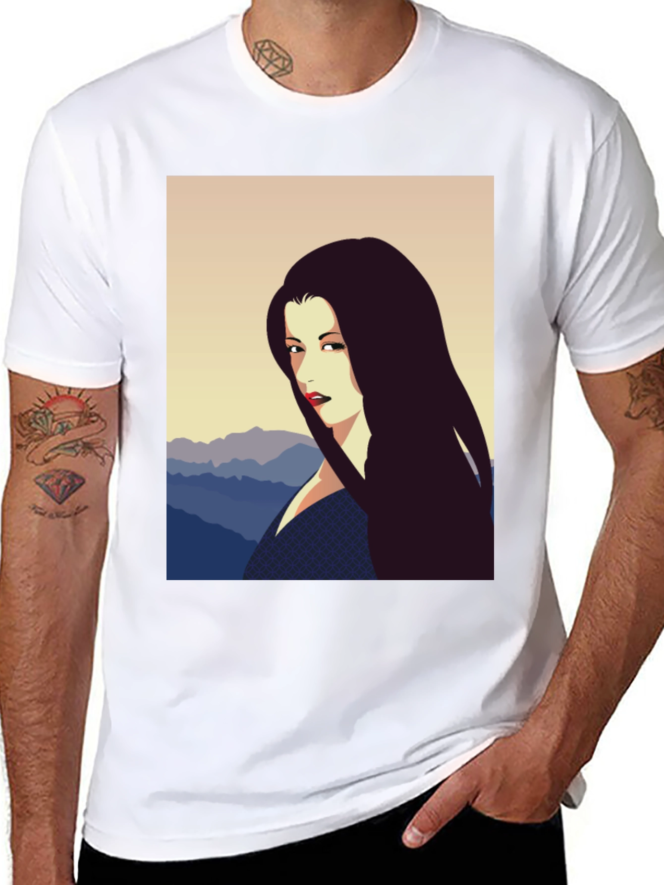 Woman Portrait Graphic Tee - Black