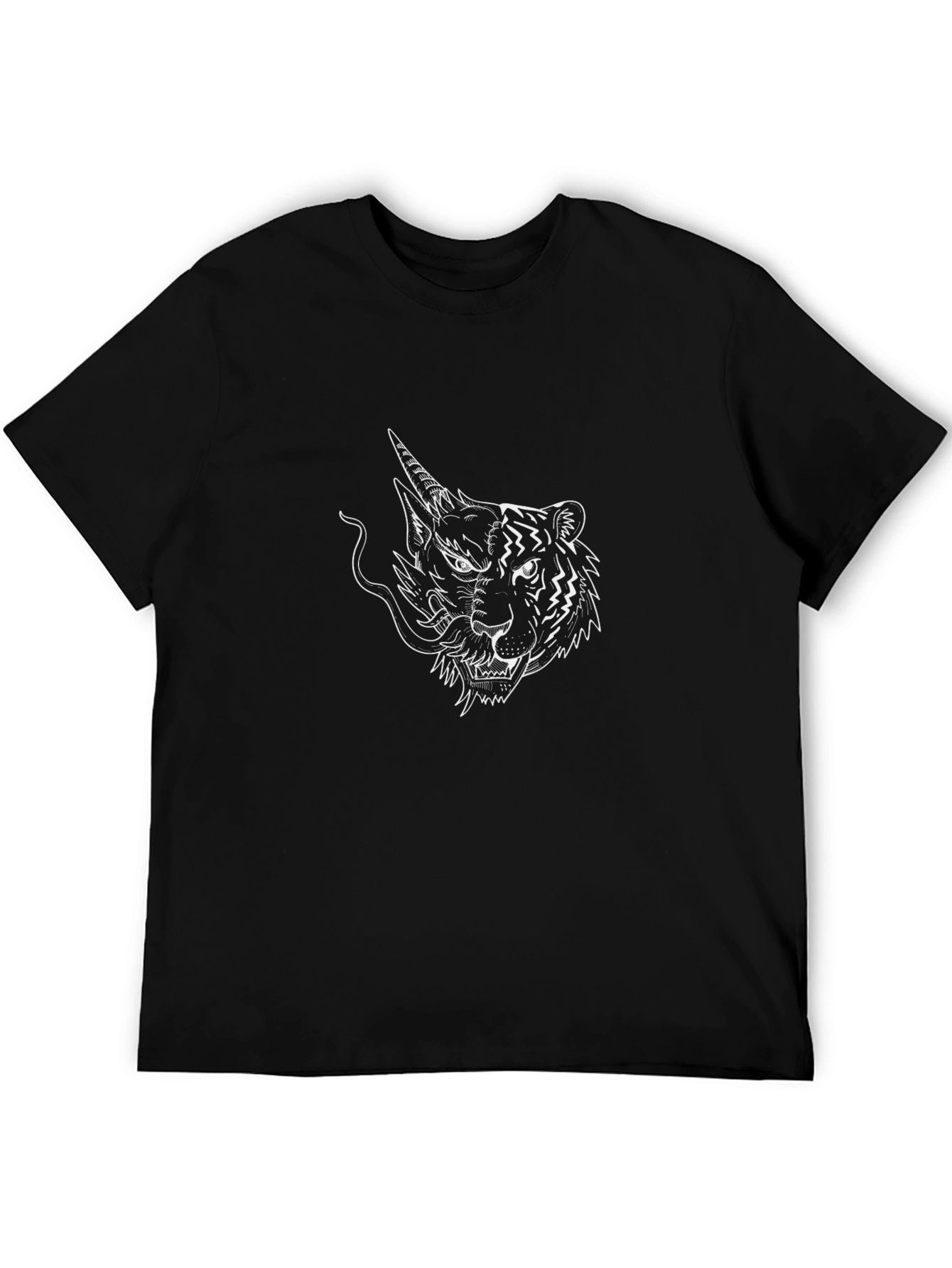 Black T-Shirt with Dragon Tiger Graphic