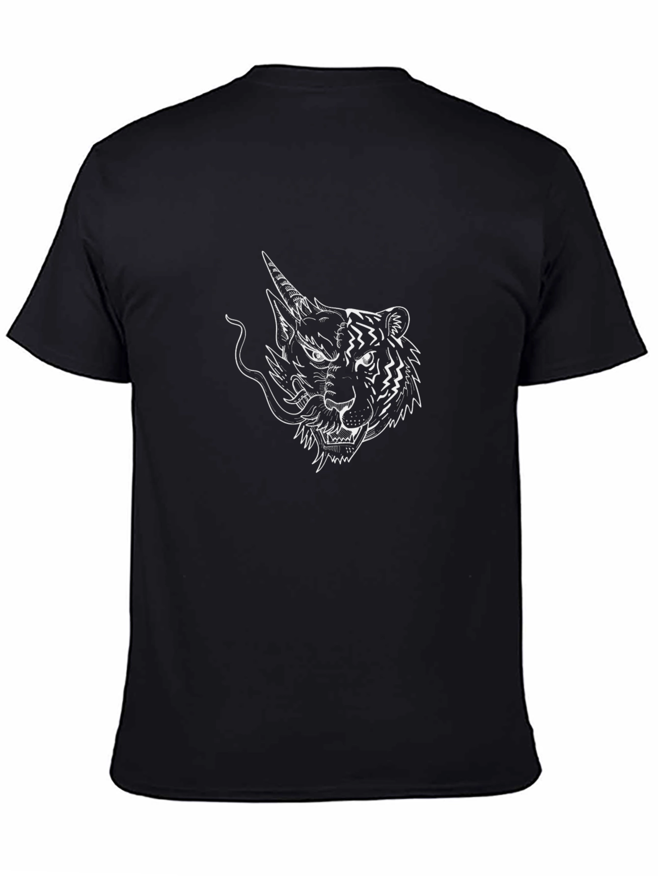 Black T-Shirt with Dragon Tiger Graphic