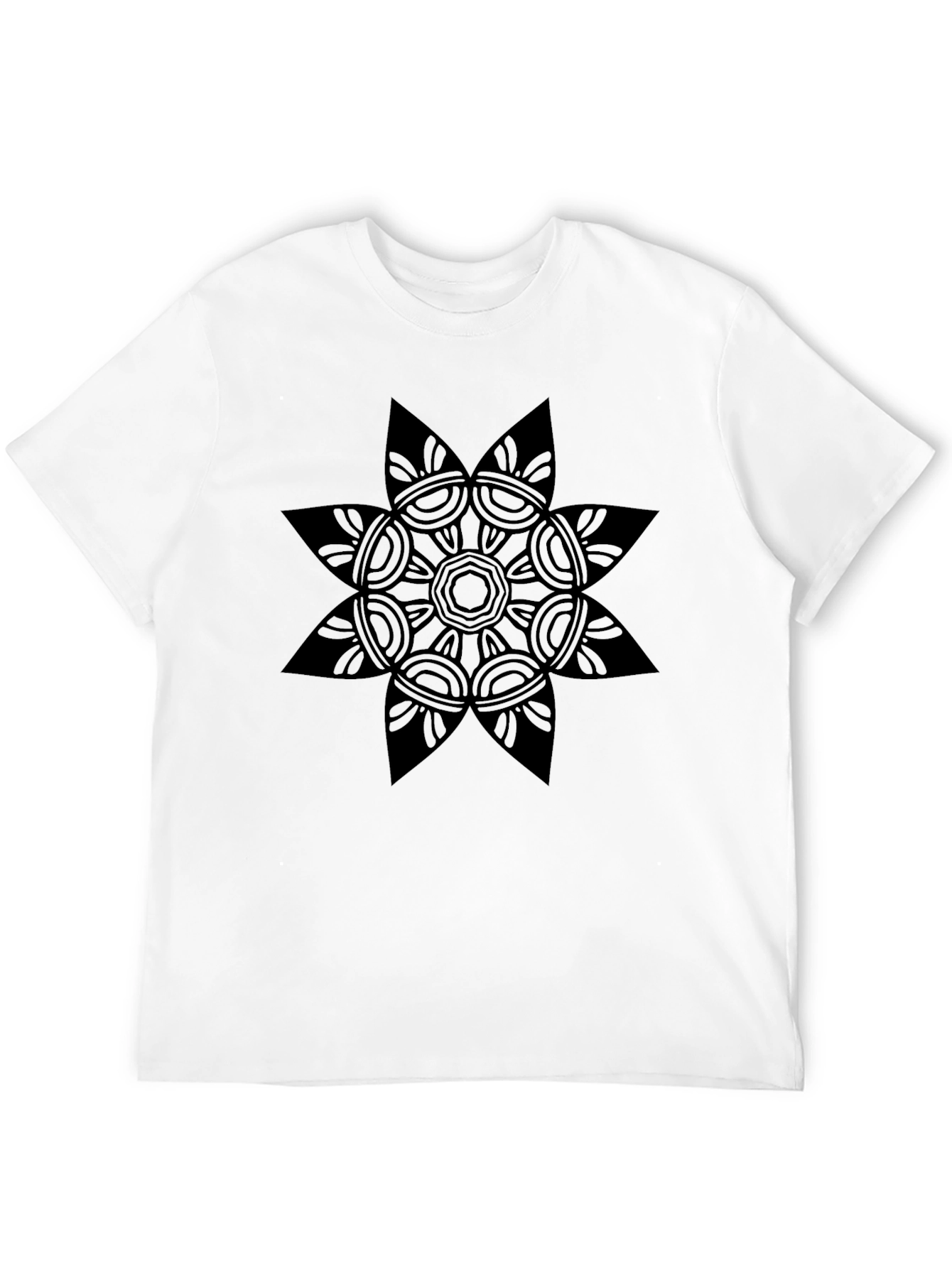Geometric Mandala Graphic Black T-Shirt