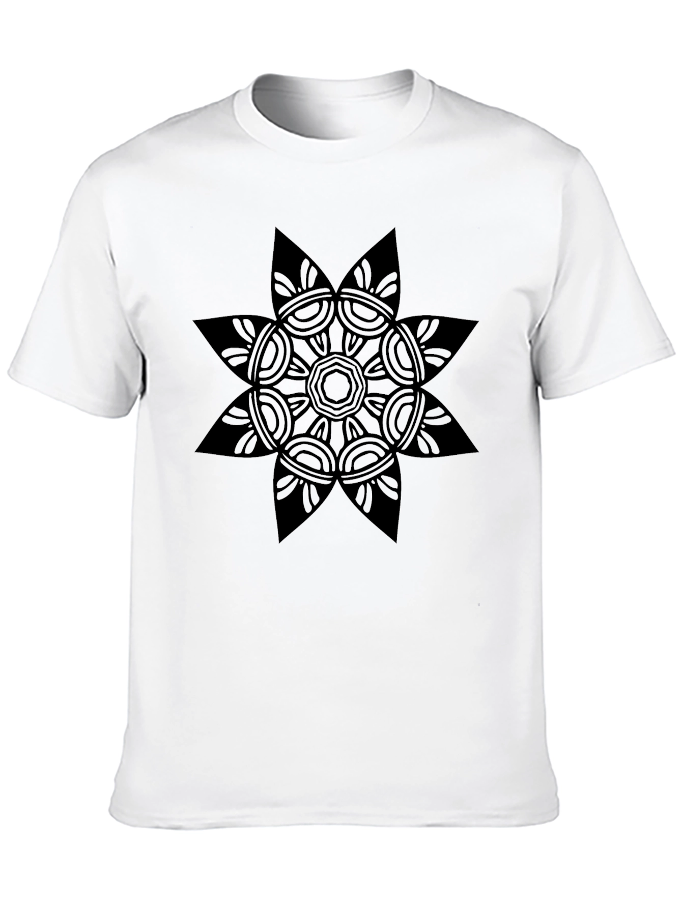 Geometric Mandala Graphic Black T-Shirt