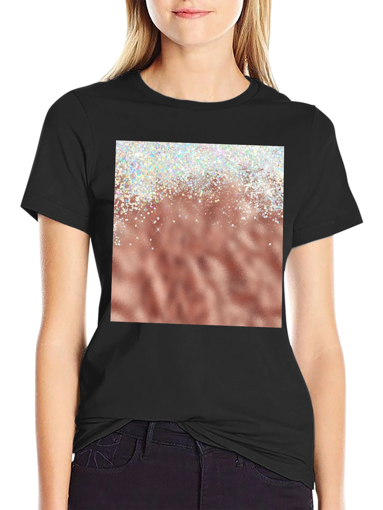 Rose Gold Sparkle Graphic Tee