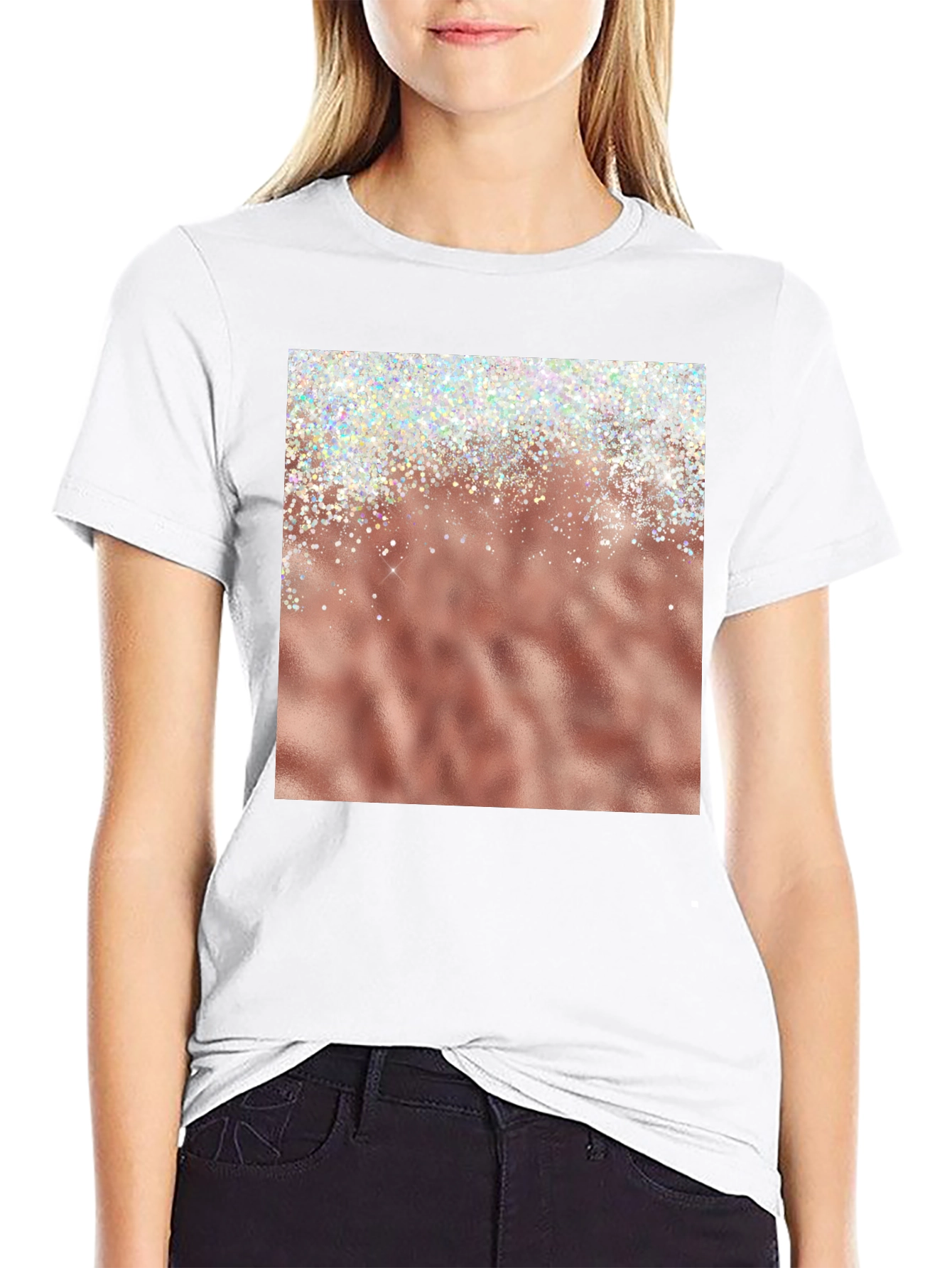 Rose Gold Sparkle Graphic Tee
