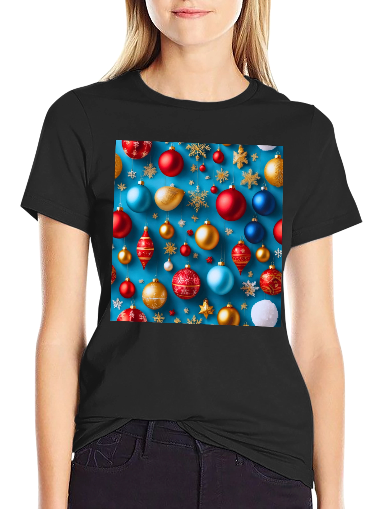 Festive Christmas Ornament Pattern T-Shirt