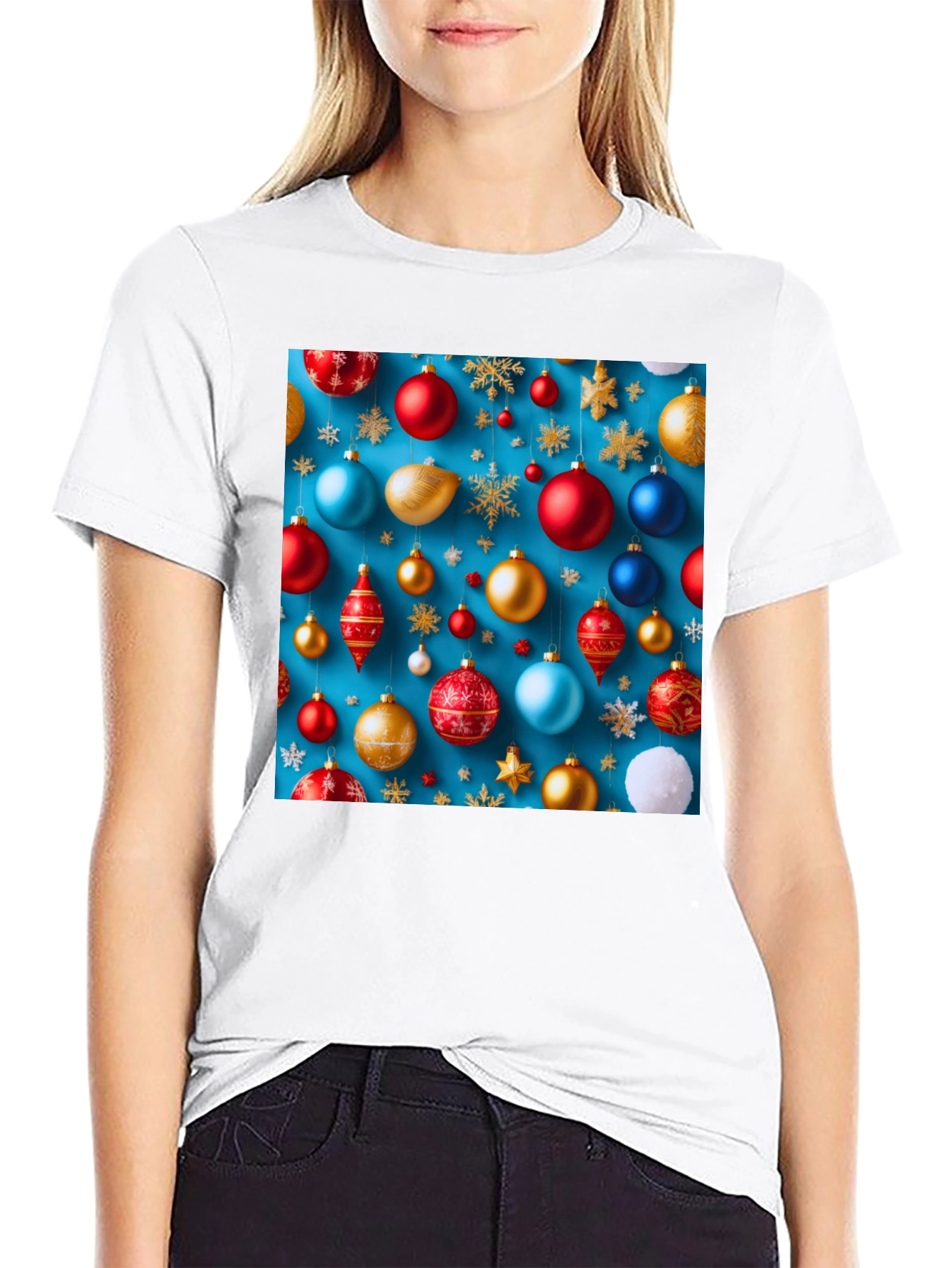Festive Christmas Ornament Pattern T-Shirt
