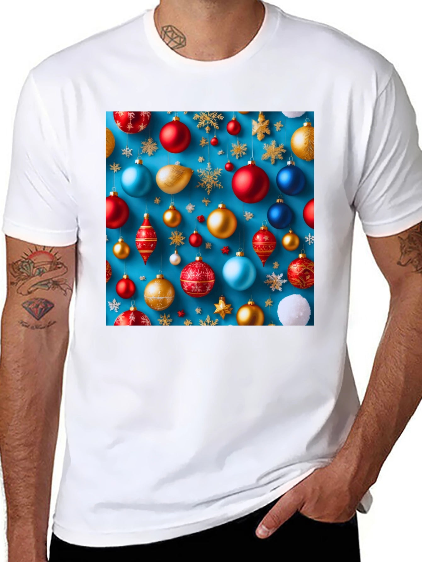 Festive Christmas Ornament Pattern T-Shirt
