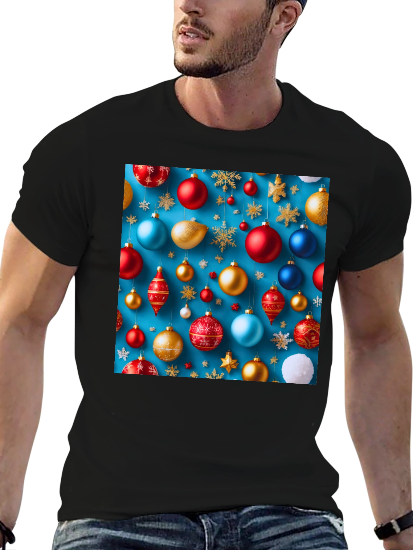 Festive Christmas Ornament Pattern T-Shirt