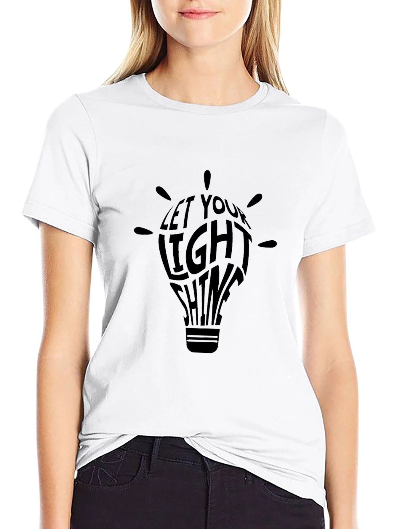 Let Your Light Shine Black Graphic T-Shirt
