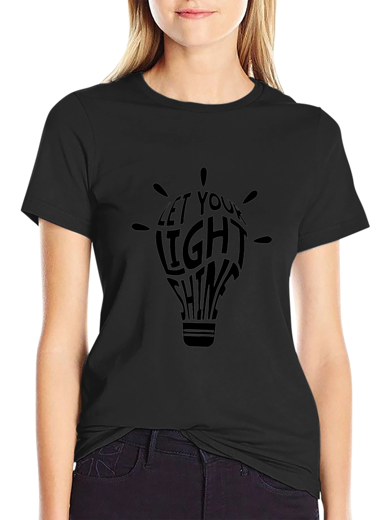 Let Your Light Shine Black Graphic T-Shirt
