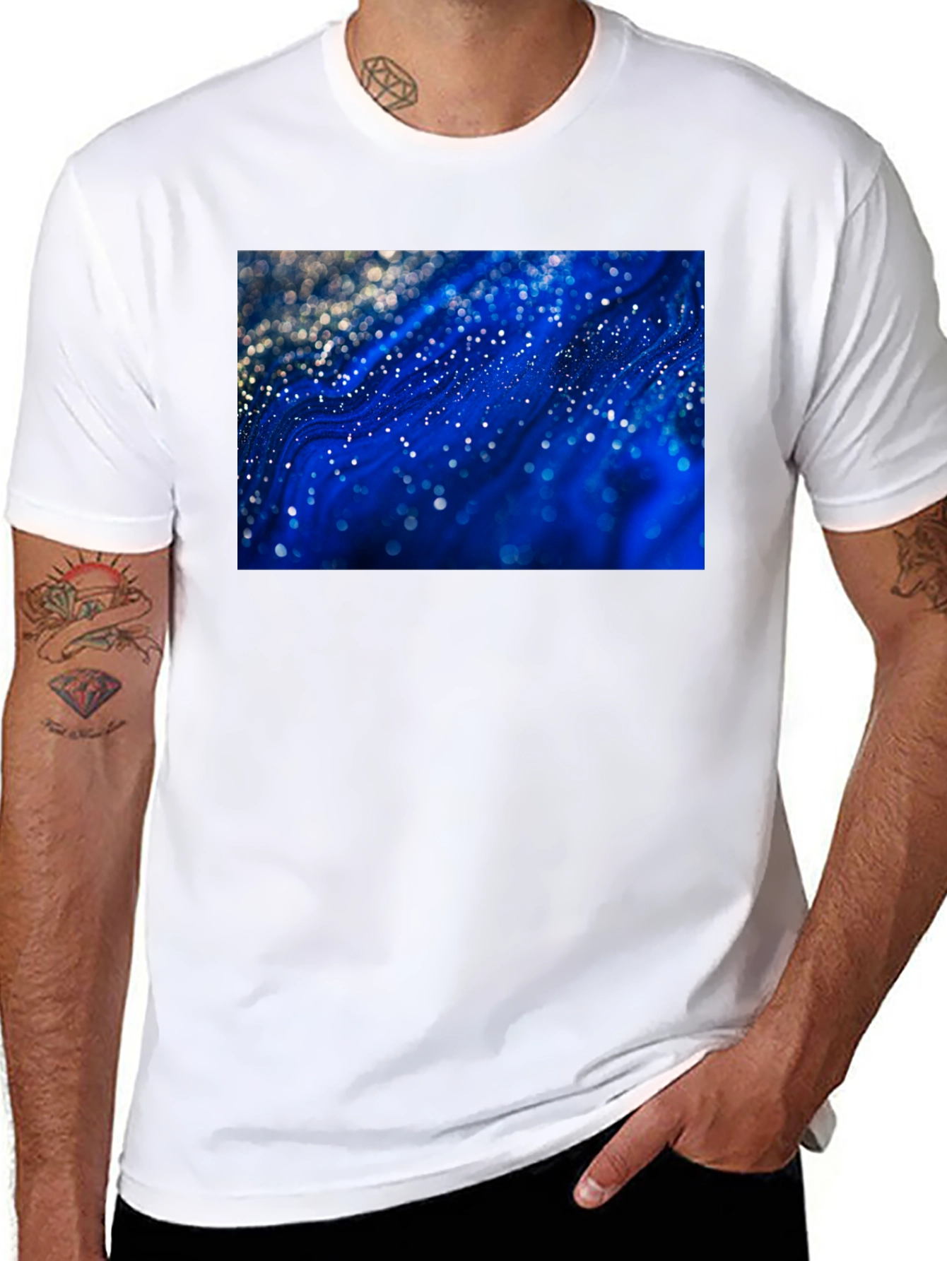 Abstract Galaxy Print Black T-Shirt