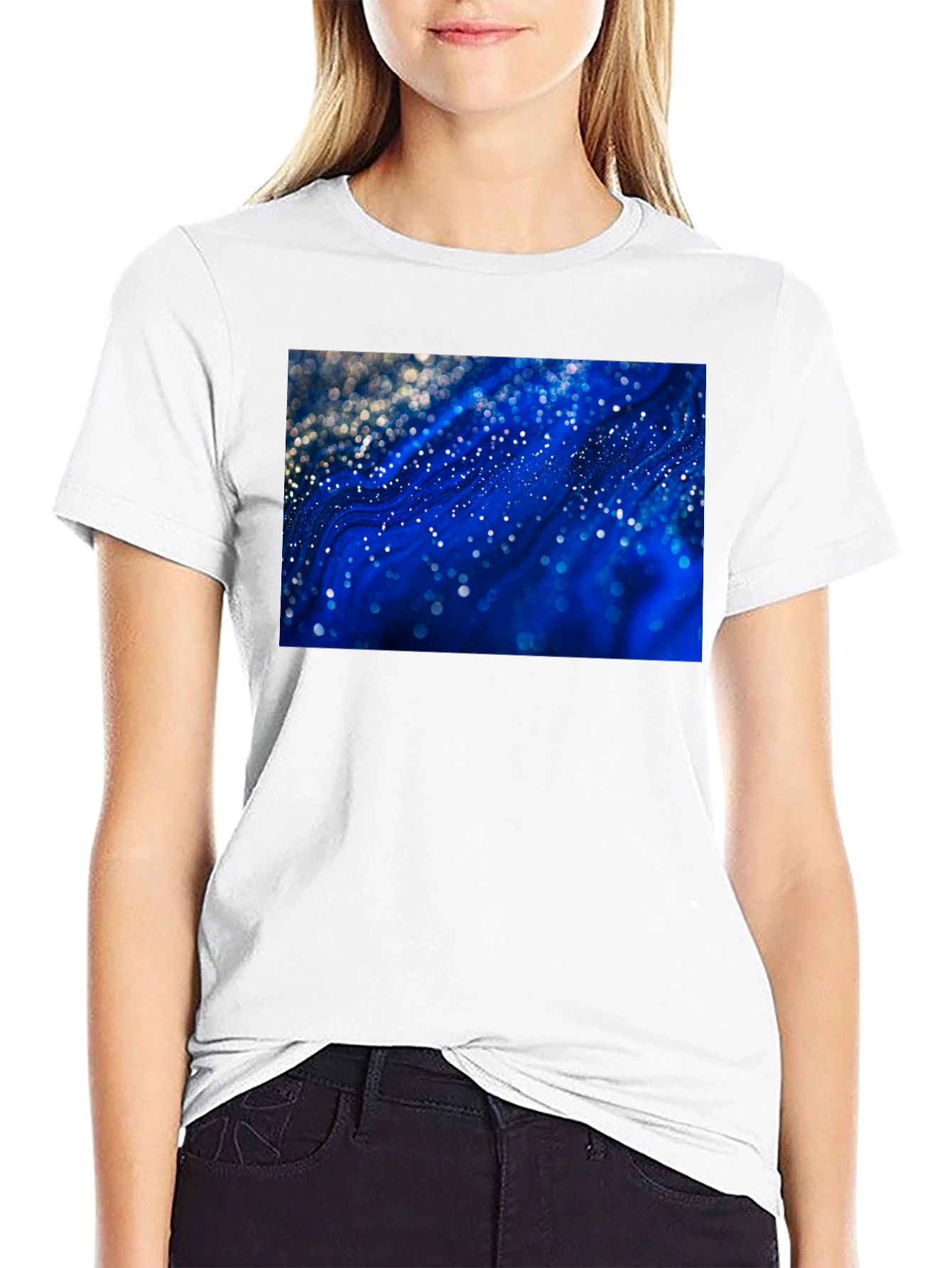 Abstract Galaxy Print Black T-Shirt