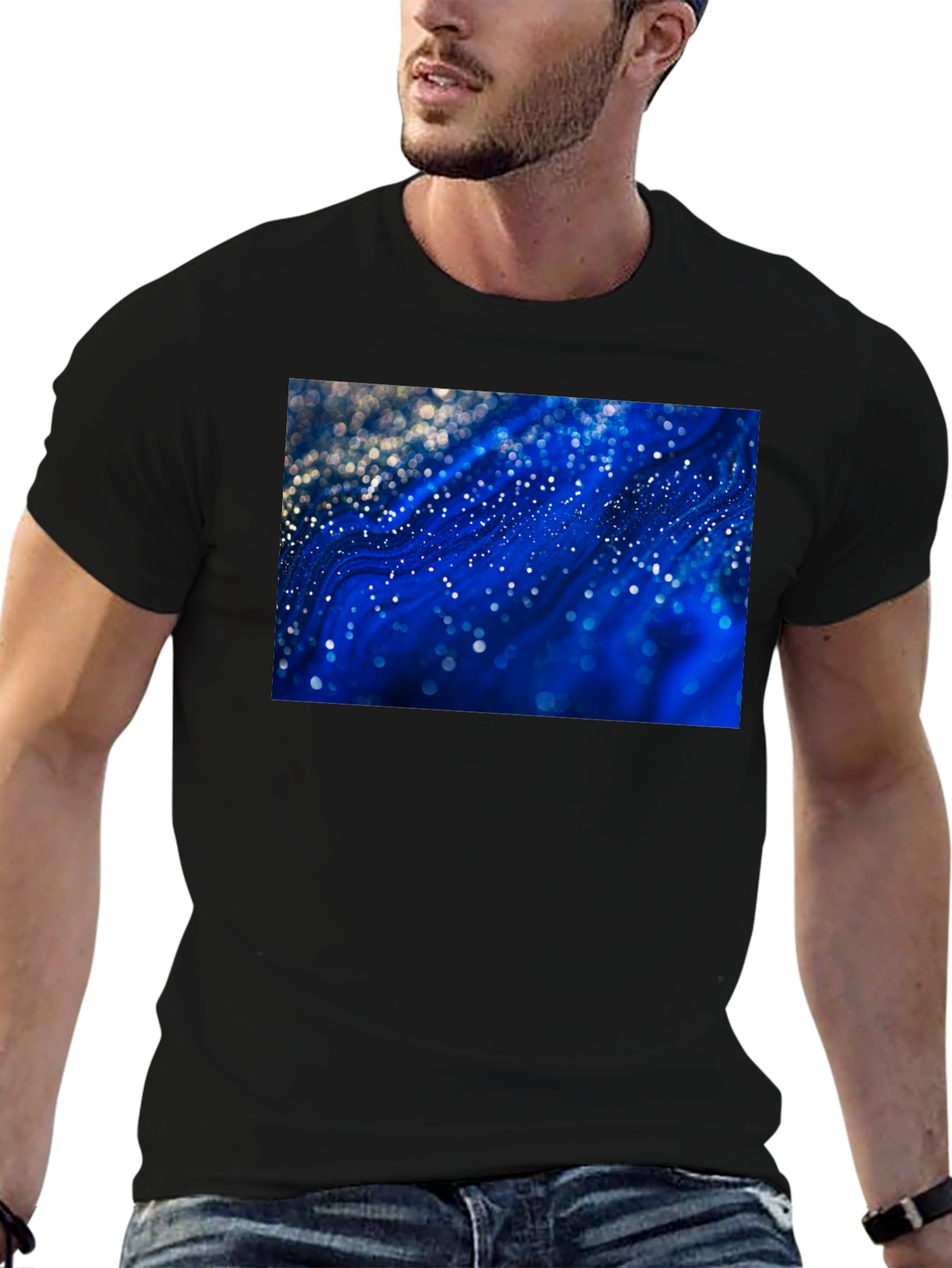 Abstract Galaxy Print Black T-Shirt
