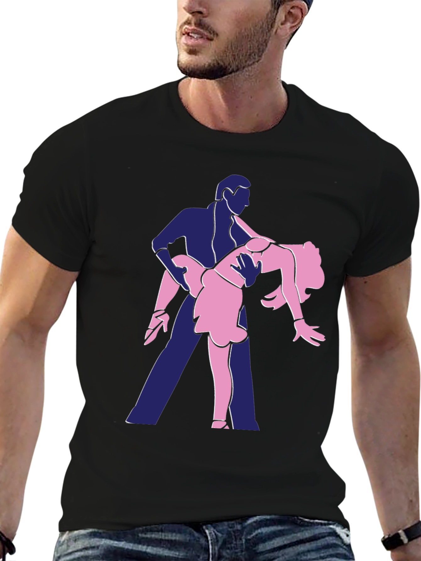 Dancing Duo Graphic Tee - Fun Black T-Shirt