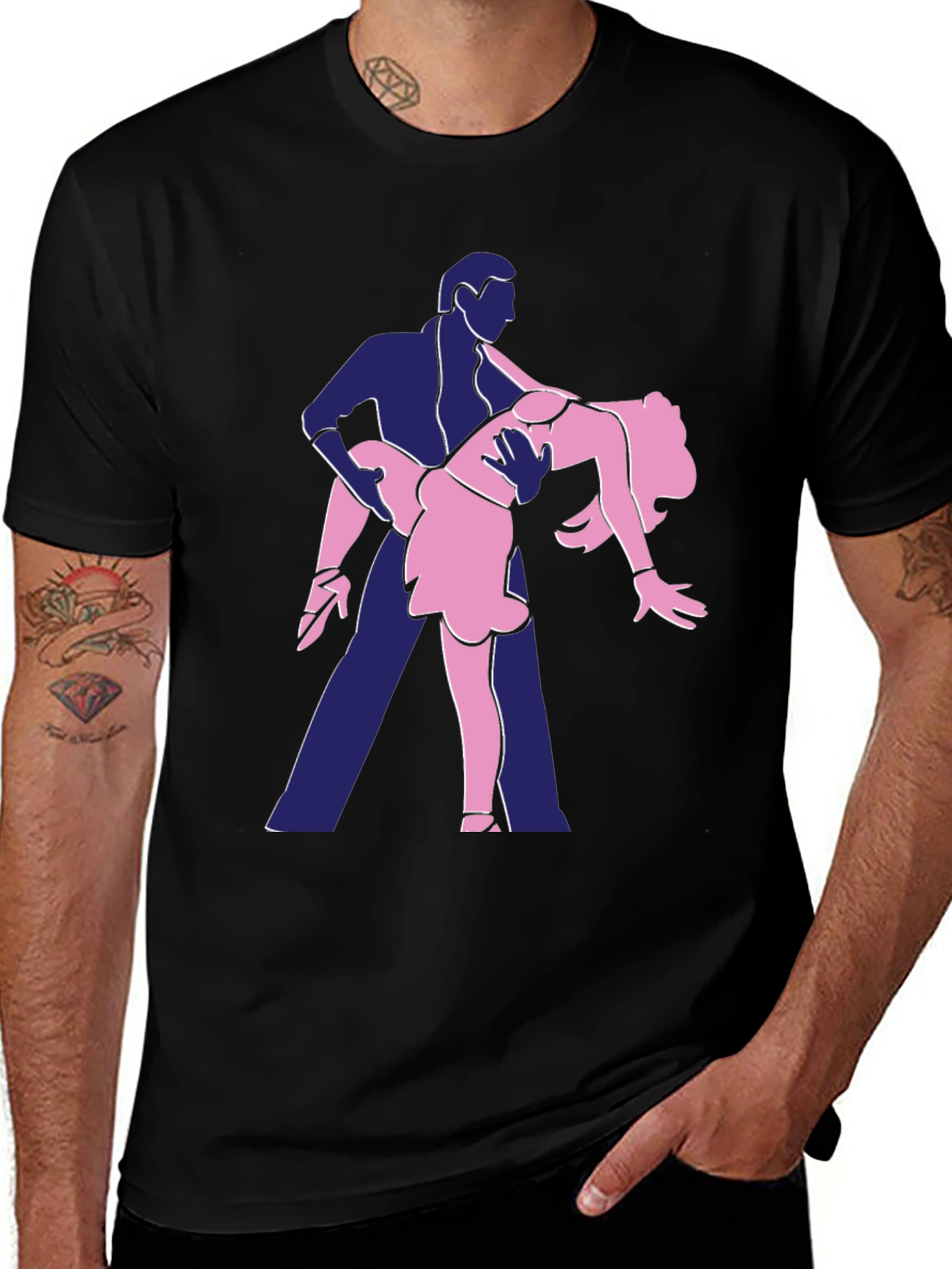 Dancing Duo Graphic Tee - Fun Black T-Shirt