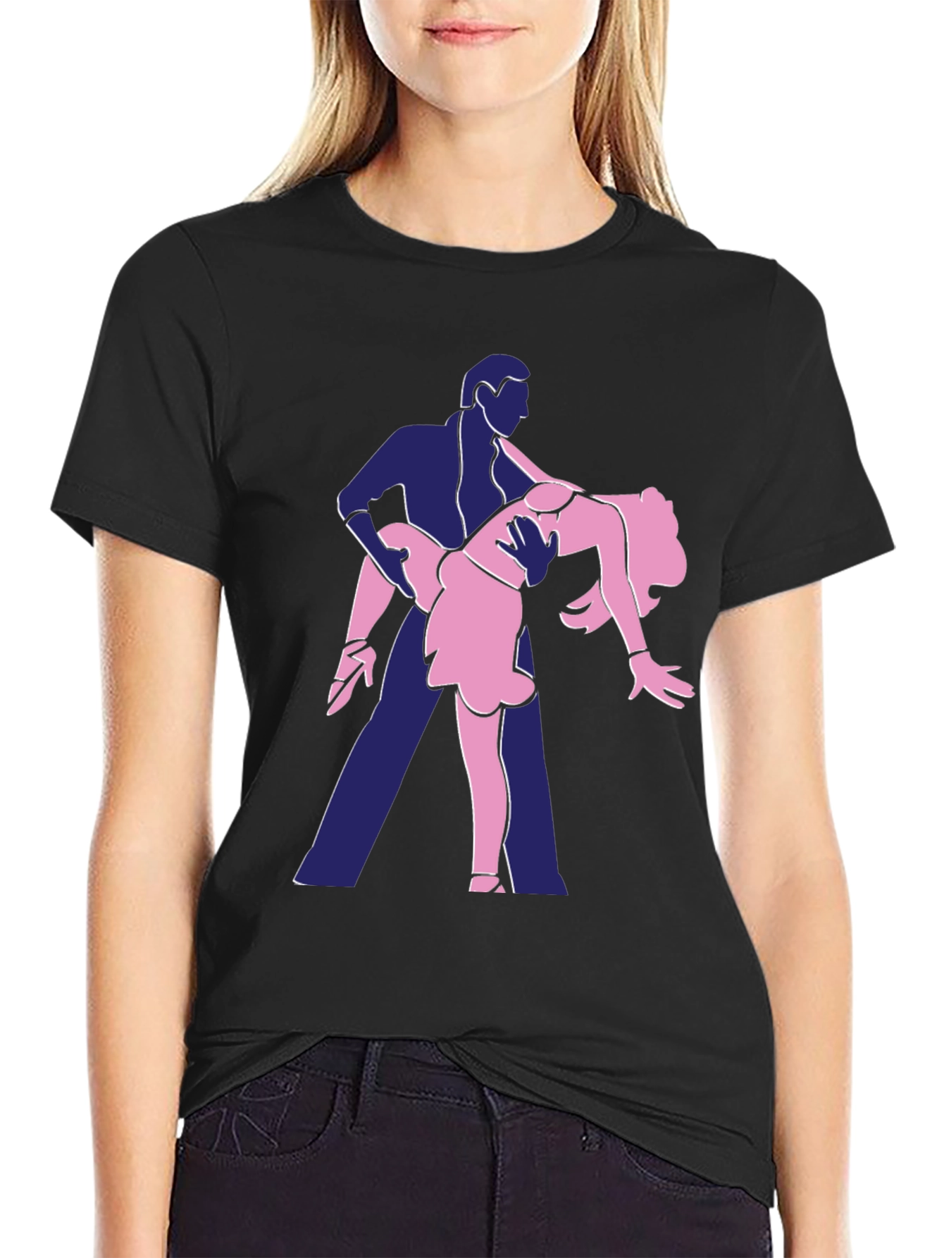 Dancing Duo Graphic Tee - Fun Black T-Shirt
