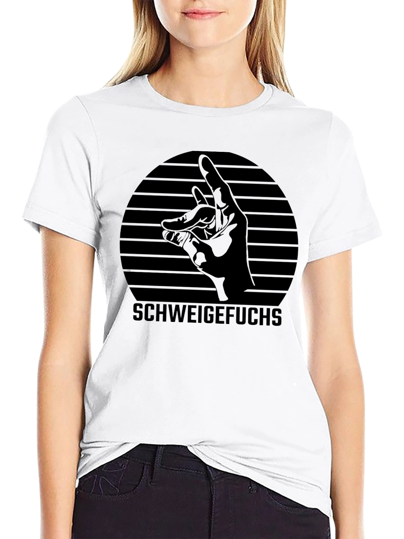 Schweige Fuchs Black Graphic T-Shirt