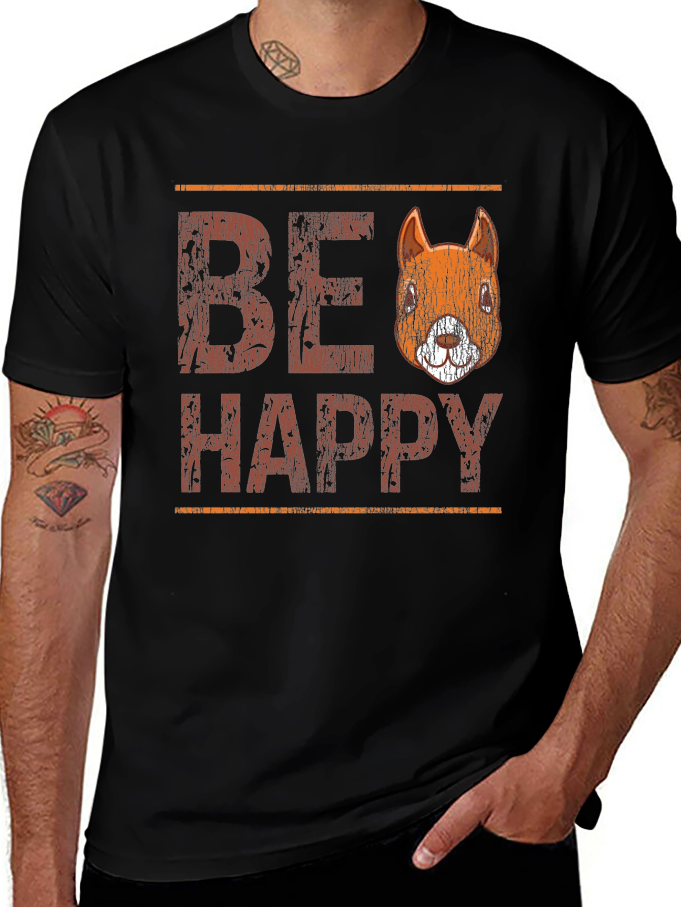 Be Happy Squirrel Graphic T-Shirt