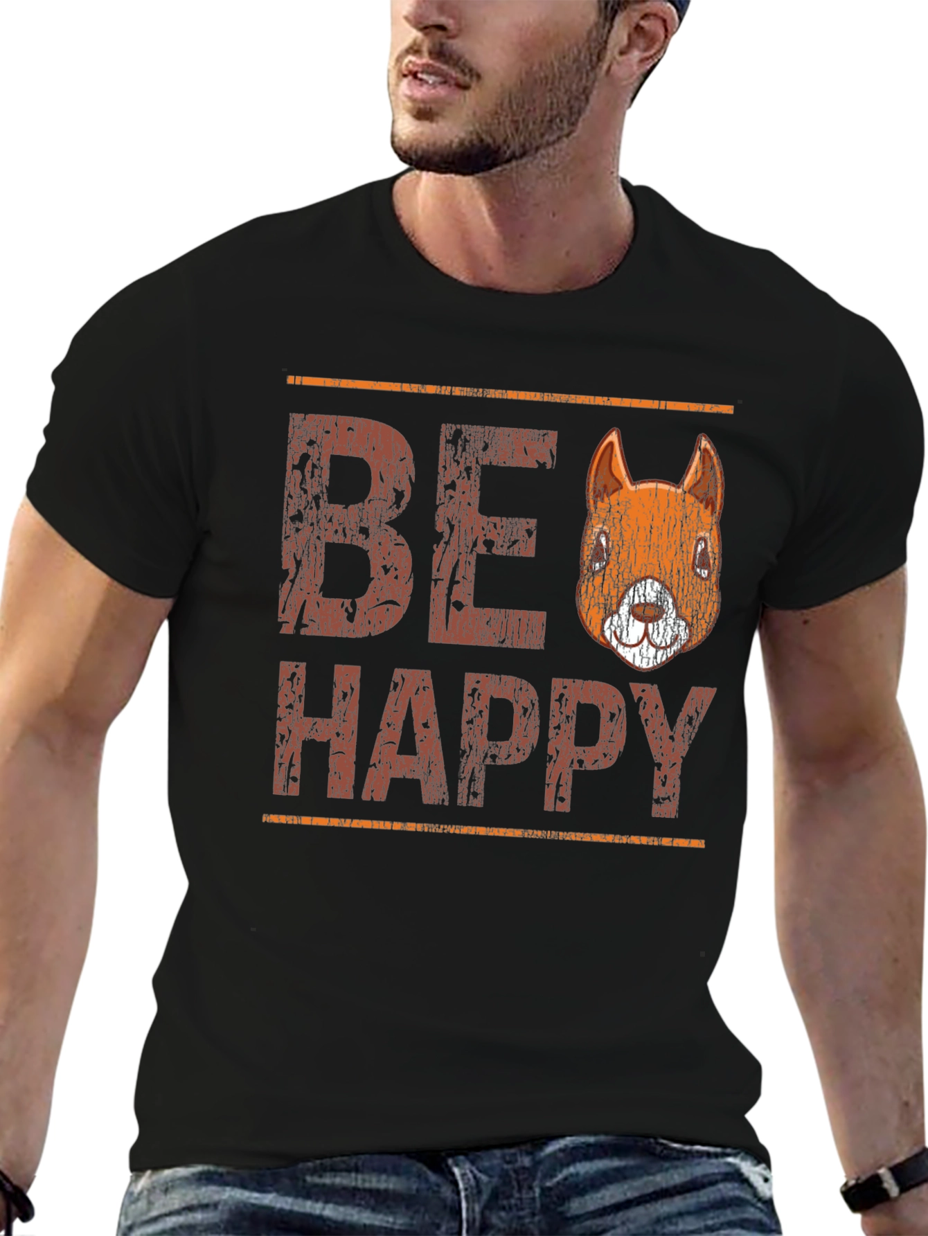 Be Happy Squirrel Graphic T-Shirt