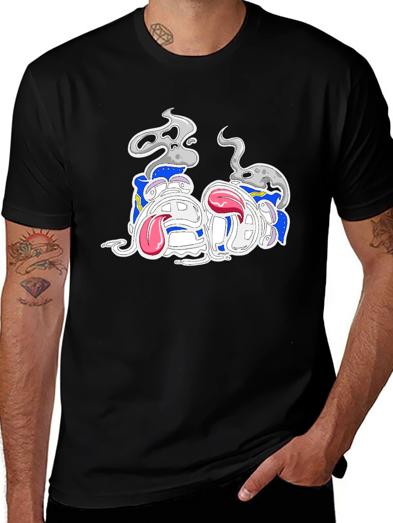 Cartoon Character Graphic Black Tee
