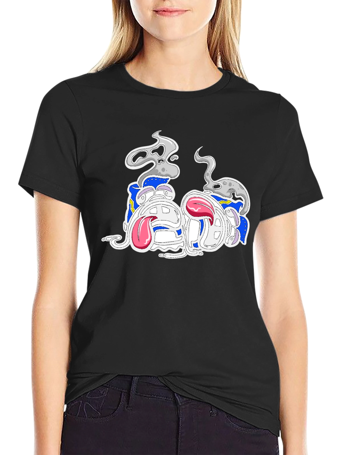 Cartoon Character Graphic Black Tee