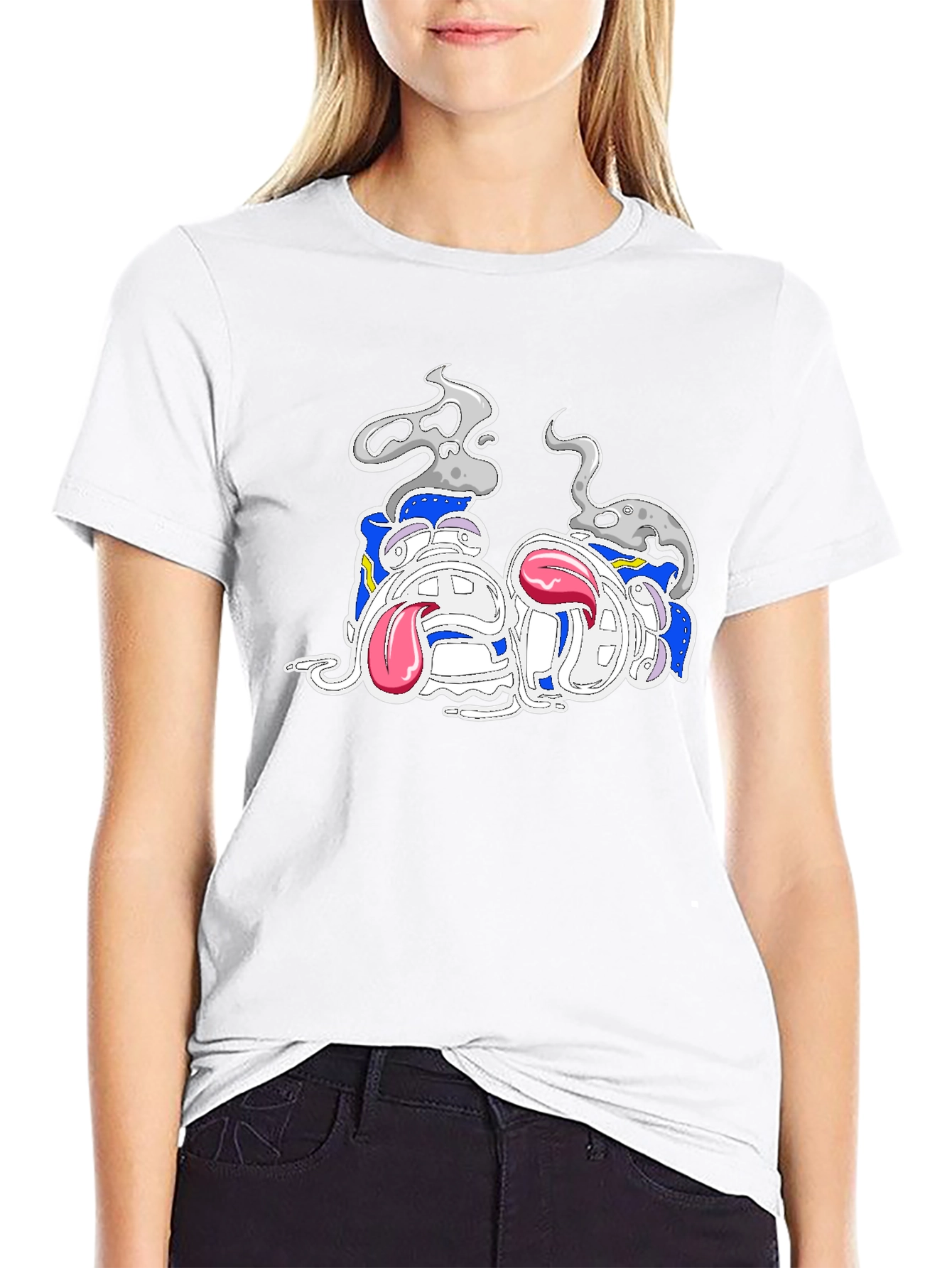 Cartoon Character Graphic Black Tee
