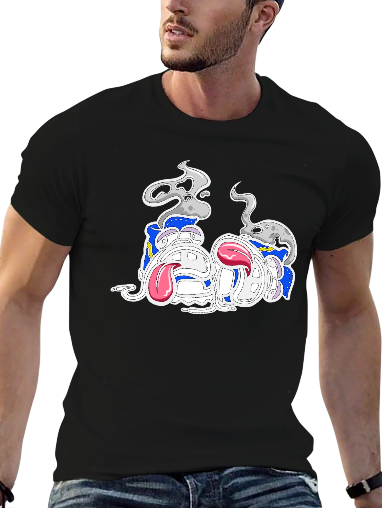 Cartoon Character Graphic Black Tee