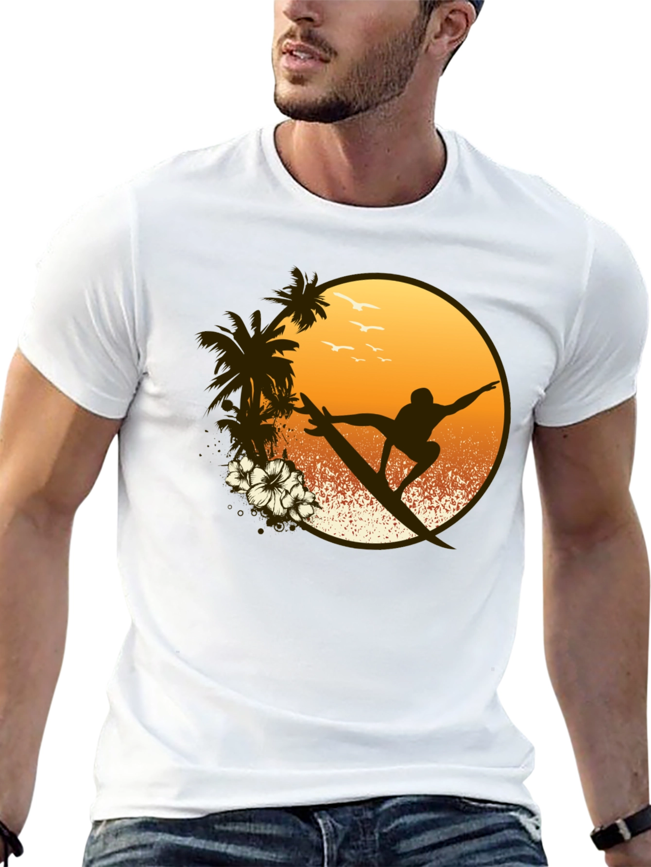 Surfer Graphic Tee - Tropical Vibe Shirt