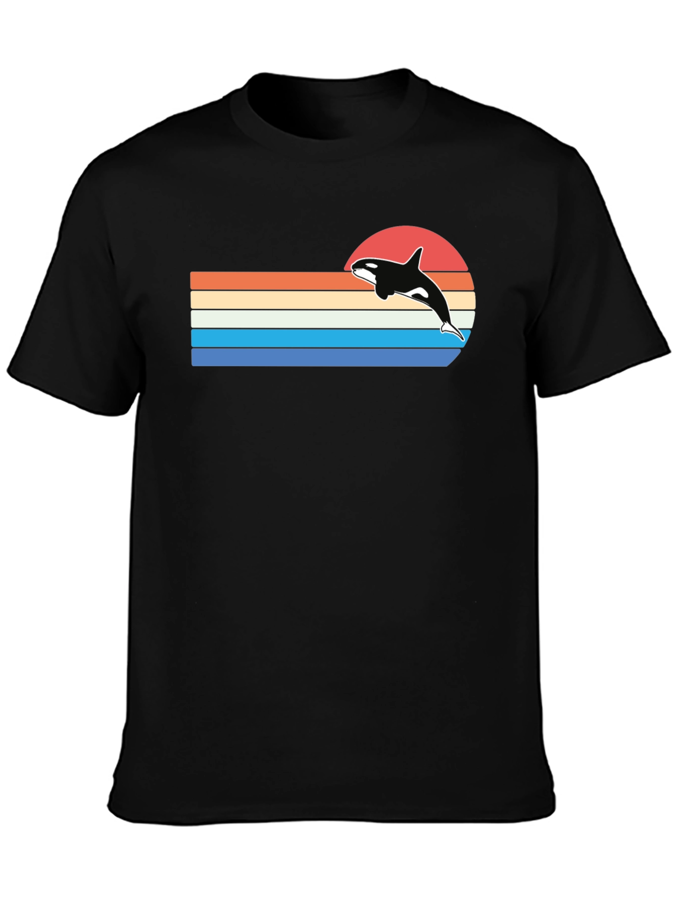 Retro Orca Sunset T-Shirt - Black