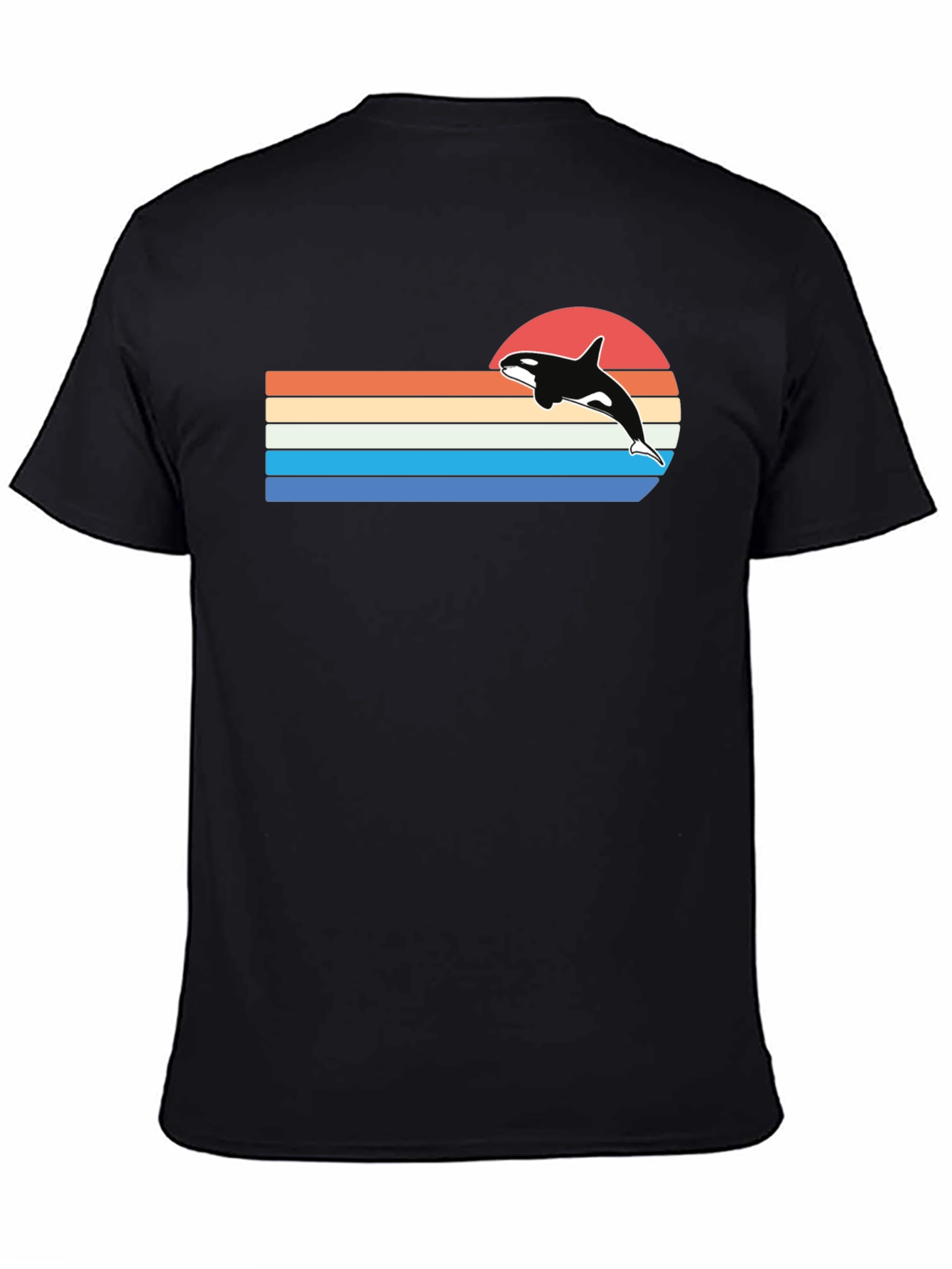 Retro Orca Sunset T-Shirt - Black