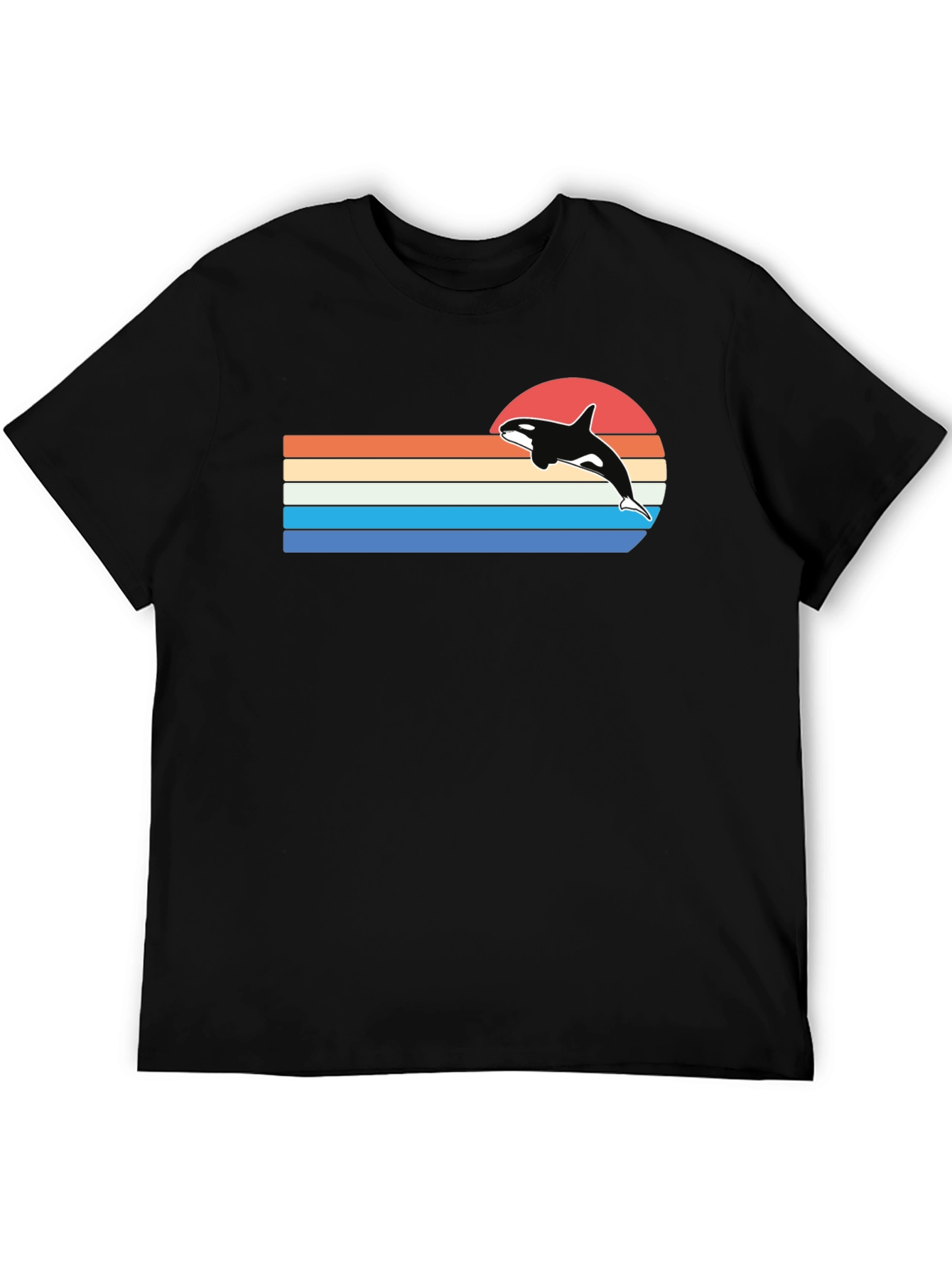 Retro Orca Sunset T-Shirt - Black
