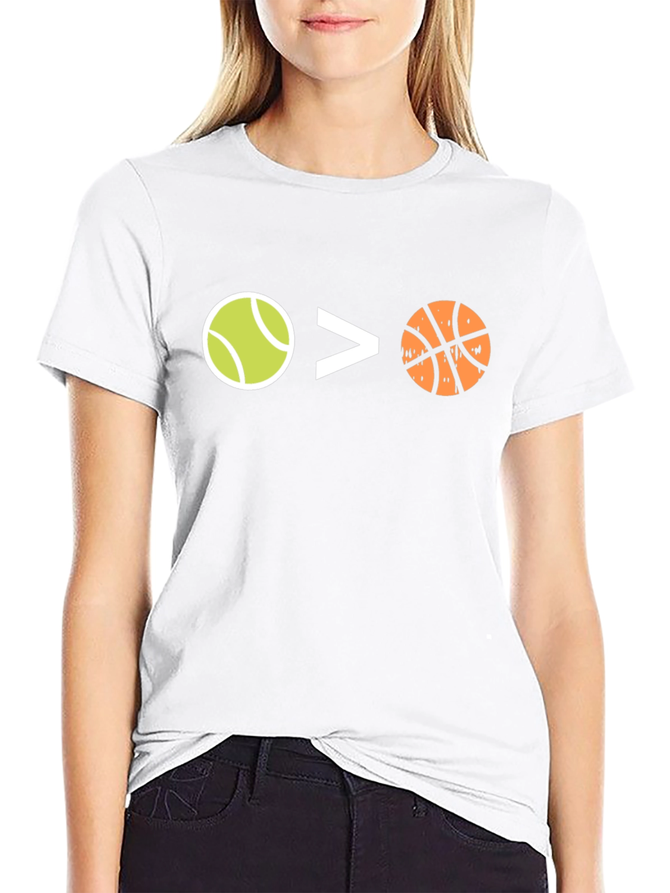 Tennis > Basketball Black Graphic Tee