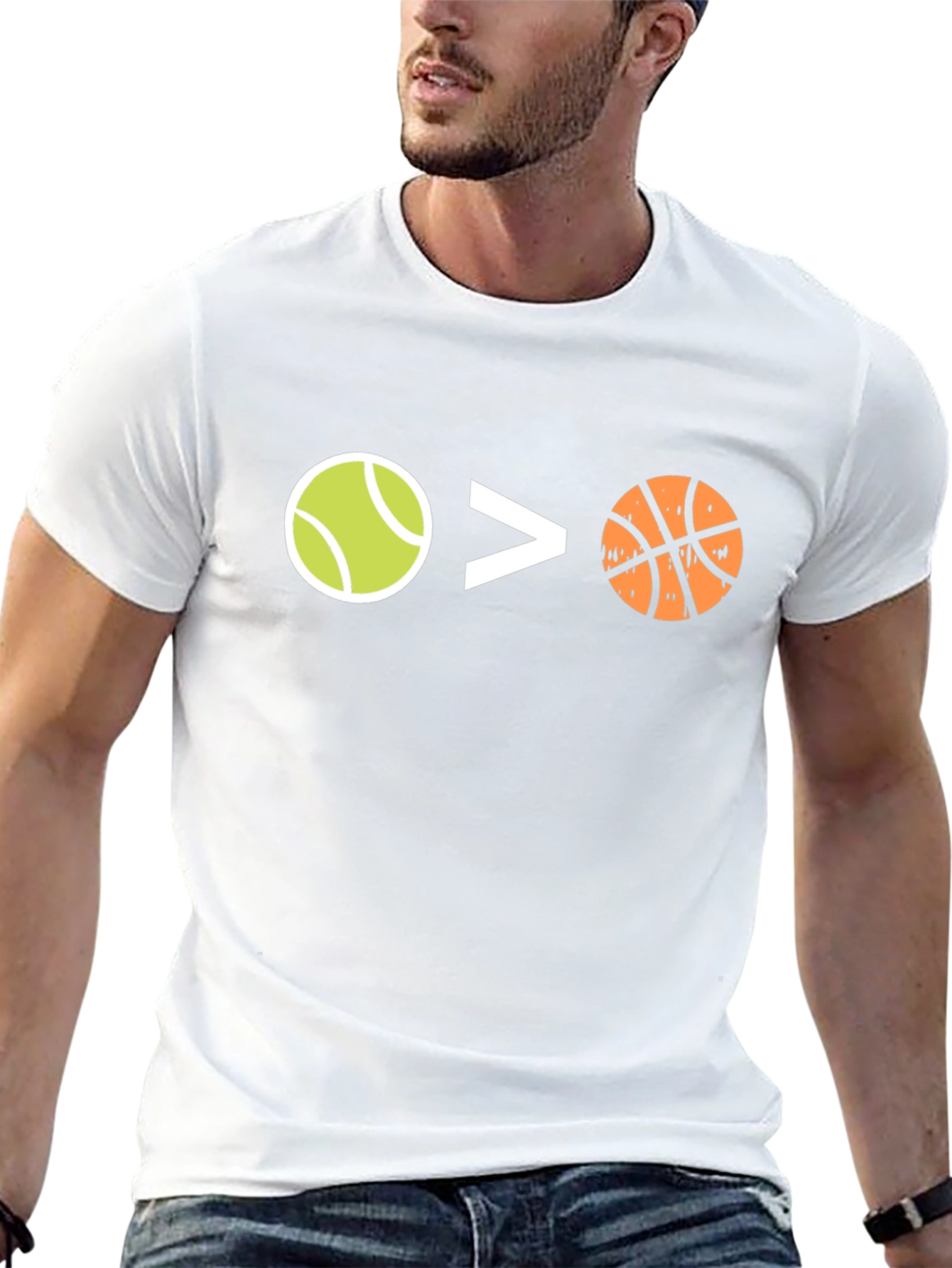 Tennis > Basketball Black Graphic Tee