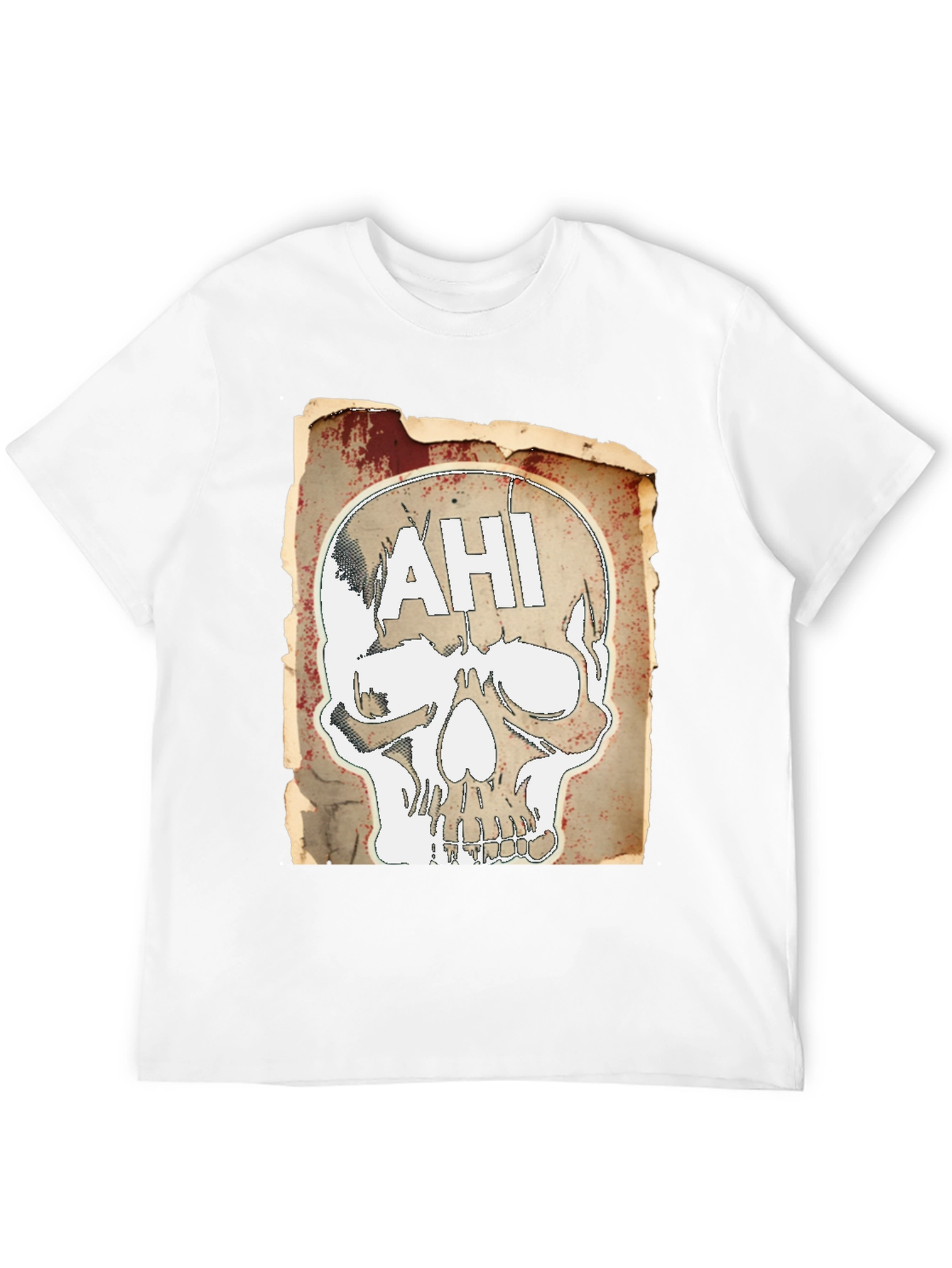 Edgy AHI Skull Graphic Black T-Shirt