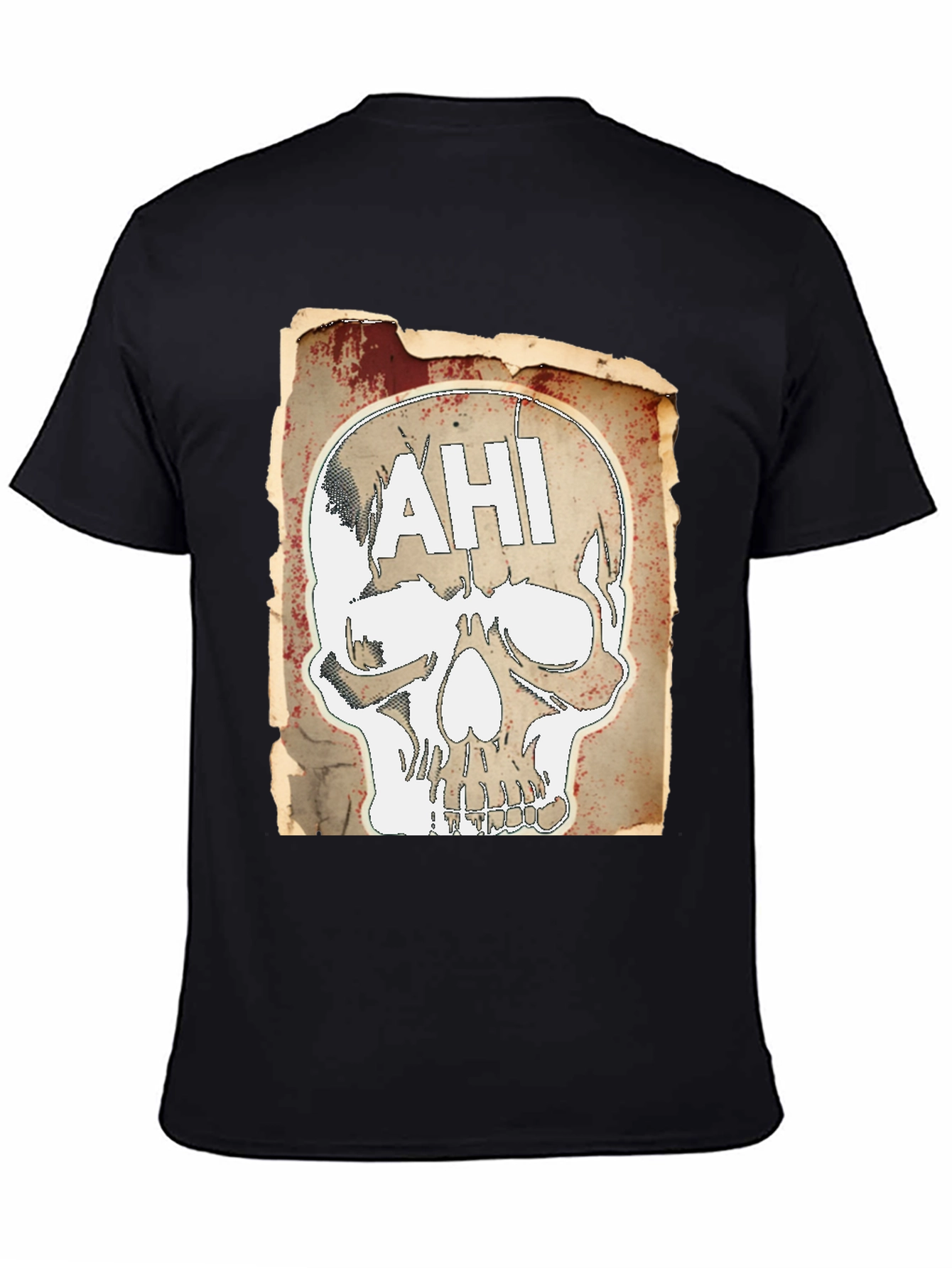 Edgy AHI Skull Graphic Black T-Shirt