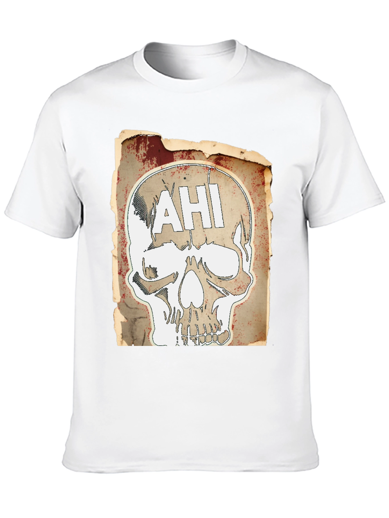 Edgy AHI Skull Graphic Black T-Shirt