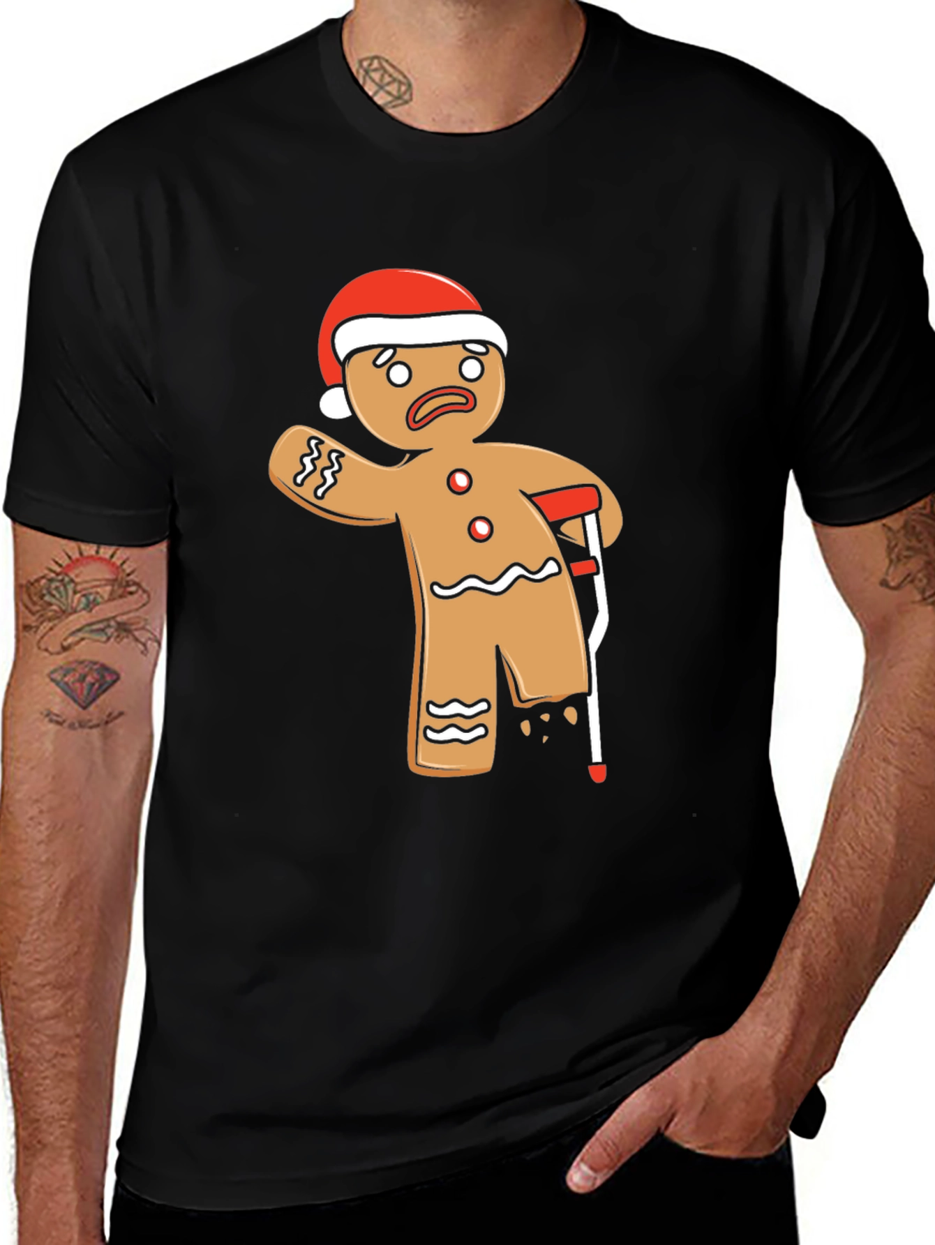 Funny Gingerbread Man Injury Christmas T-Shirt