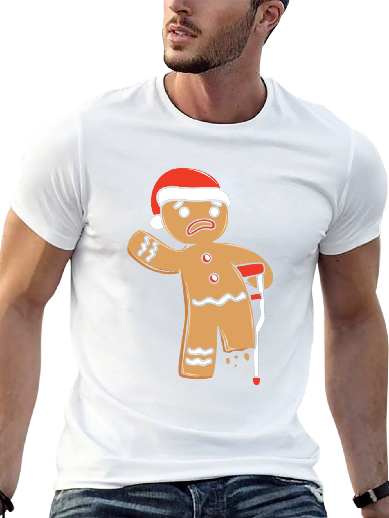 Funny Gingerbread Man Injury Christmas T-Shirt