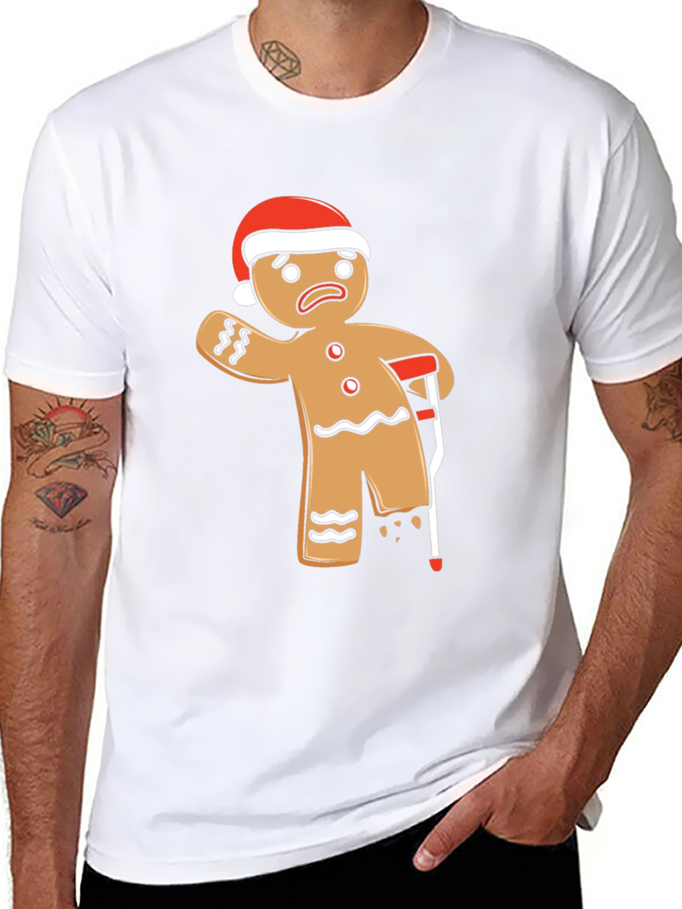 Funny Gingerbread Man Injury Christmas T-Shirt