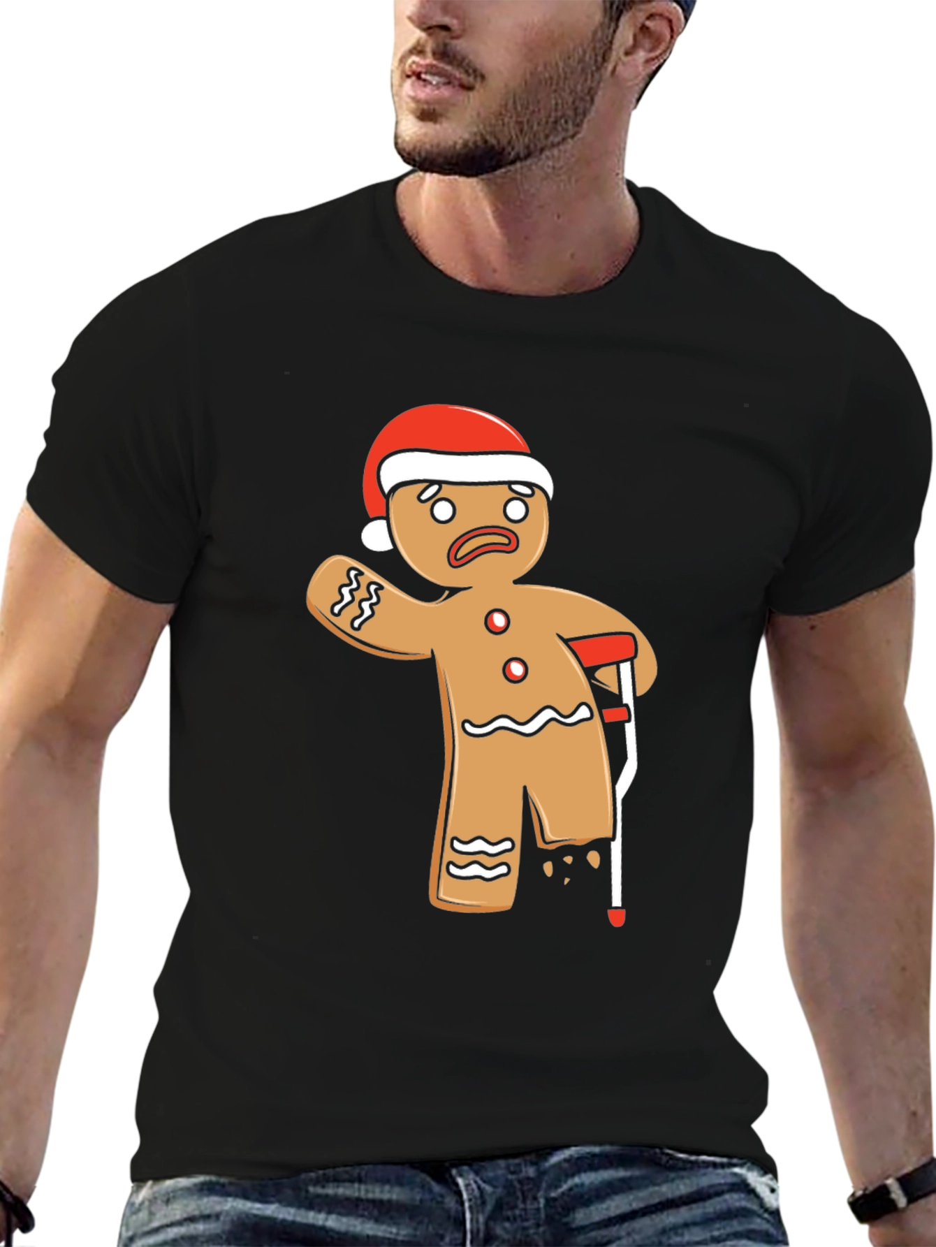 Funny Gingerbread Man Injury Christmas T-Shirt