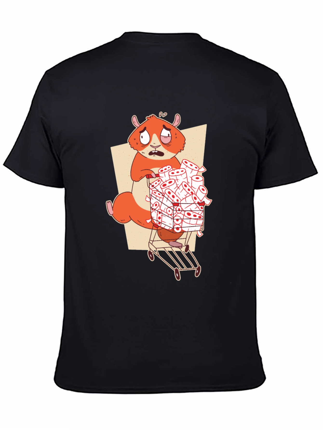 Hamster Toilet Paper Hoarder Black T-Shirt