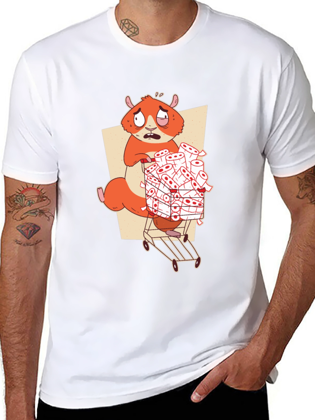 Hamster Toilet Paper Hoarder Black T-Shirt